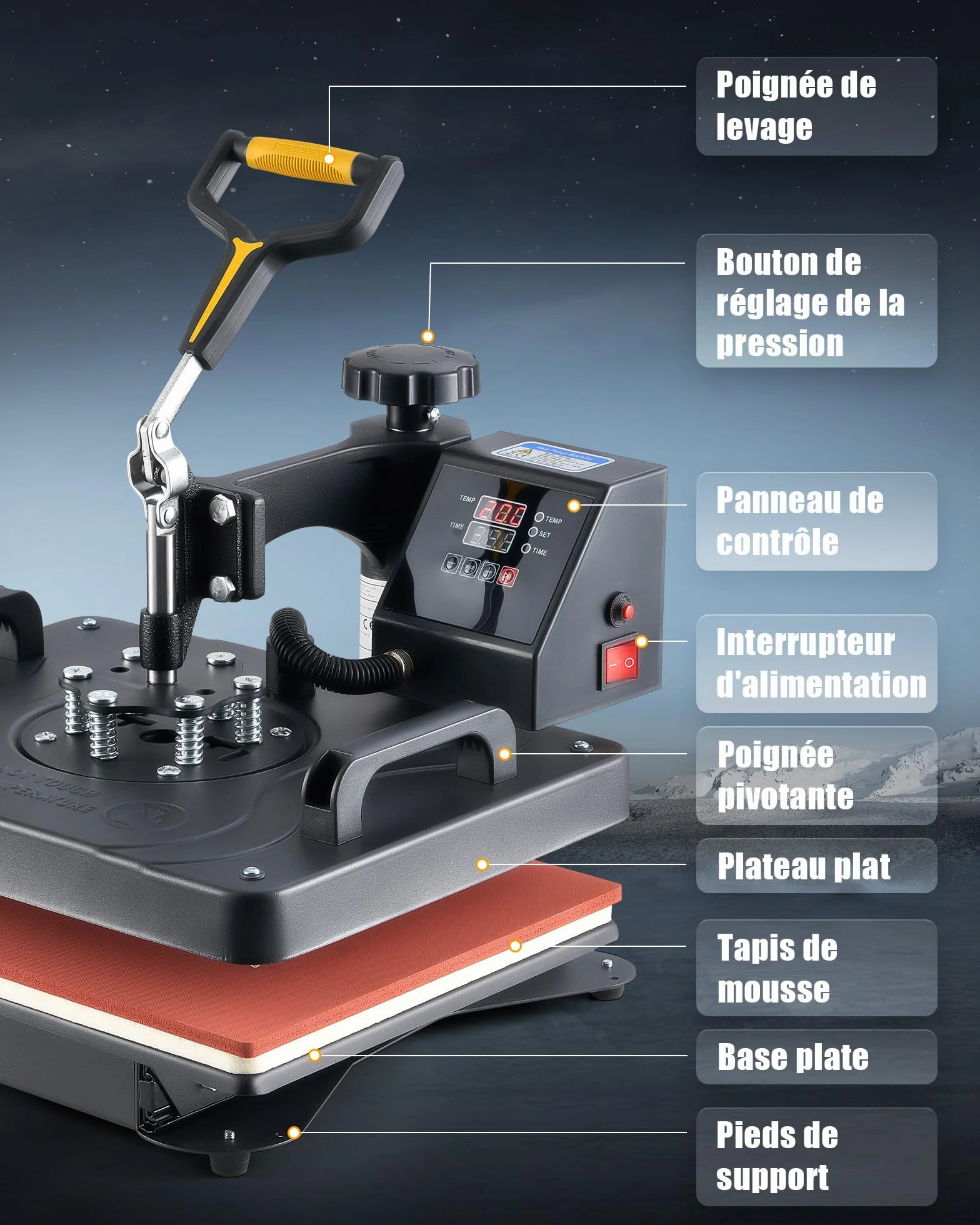 CREWORKS 30x38cm Termopressa 8 in 1 1250W Professionale Macchina per Sublimazione