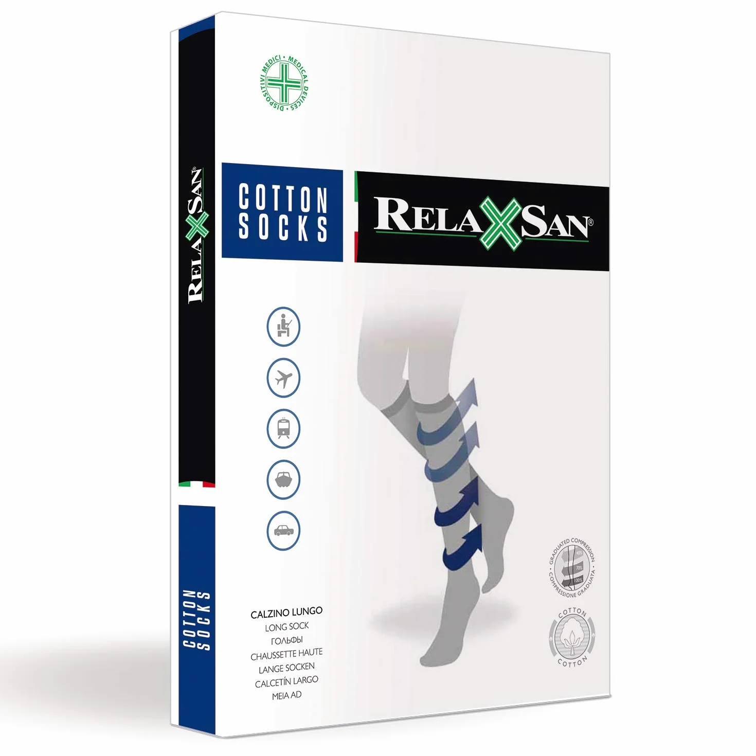 Relaxsan Calzini Unisex compressione graduata 18-22 mmHg cotone
