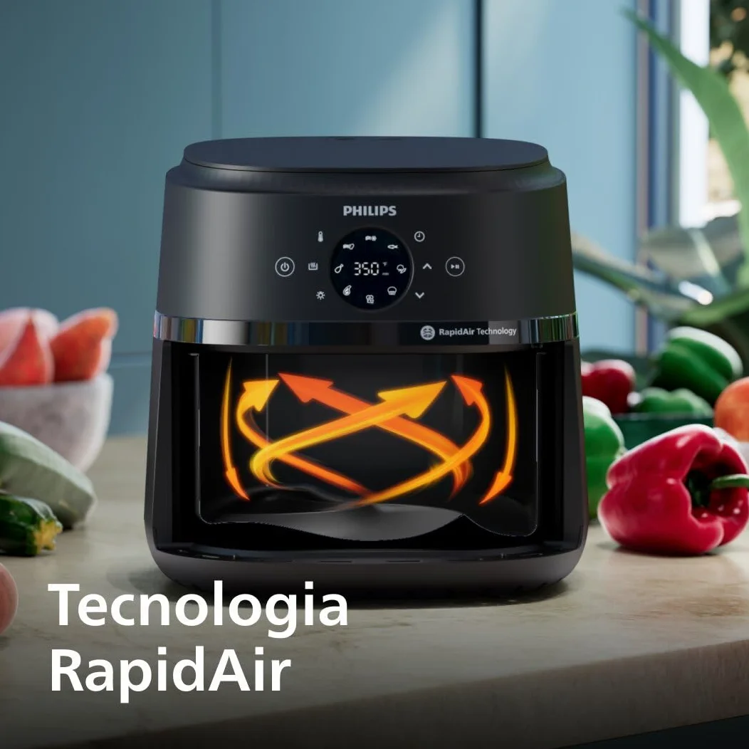 Philips Airfryer Serie 2000 – Friggitrice ad Aria 6,2L Con Finestrella di cottura, 1700W, RapidAir, 13 Modalità di Cottura, Facile da Pulire, Touchscreen, Risparmio Energetico (NA230/00)
