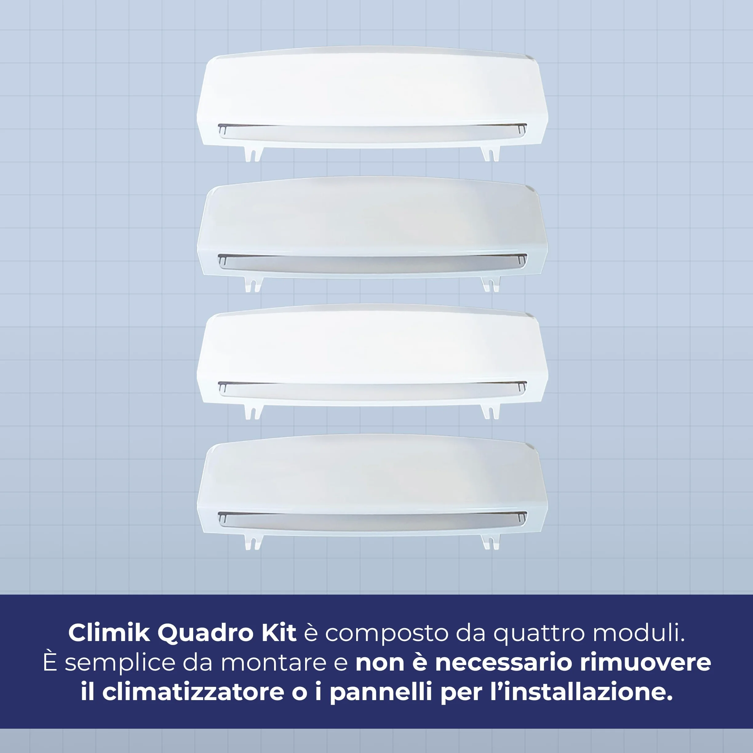 CLIMIK QUADRO, SET DI 4 DEFLETTORI PER CONDIZIONATORE & ARIA CONDIZIONATA, ADATTO PER CONDIZIONATORI A CASSETTE, MADE IN ITALY, PROGETTATO PER DISTRIBUIRE L’ARIA NEL TUO AMBIENTE DI CASA O LAVORO