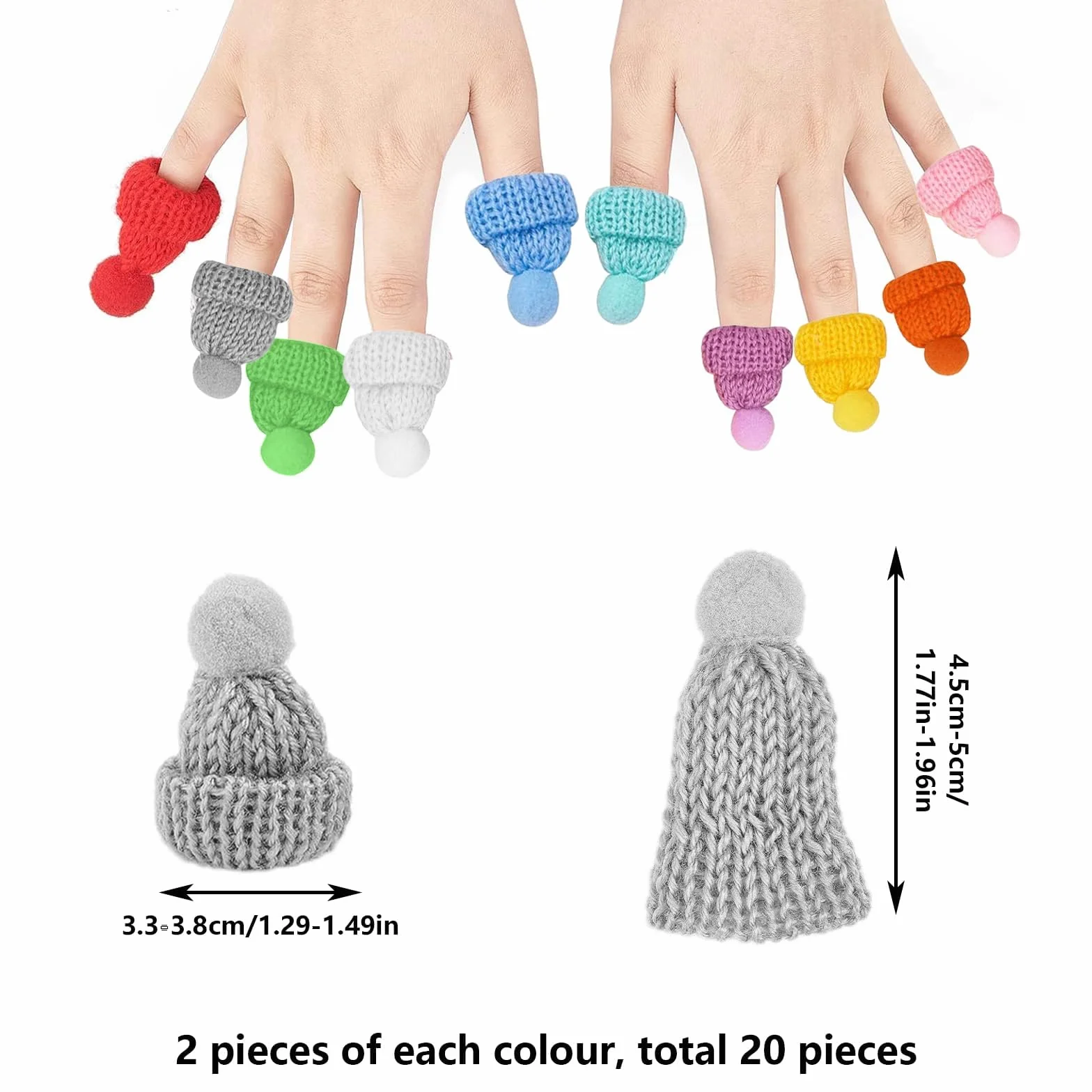 20 accessori per vermi preoccupanti, mini cappelli natalizi a forma di gnomo, graziosi cappelli fatti a mano, accessori per cuccioli portafortuna, cappelli per fai da te, decorazioni per la casa