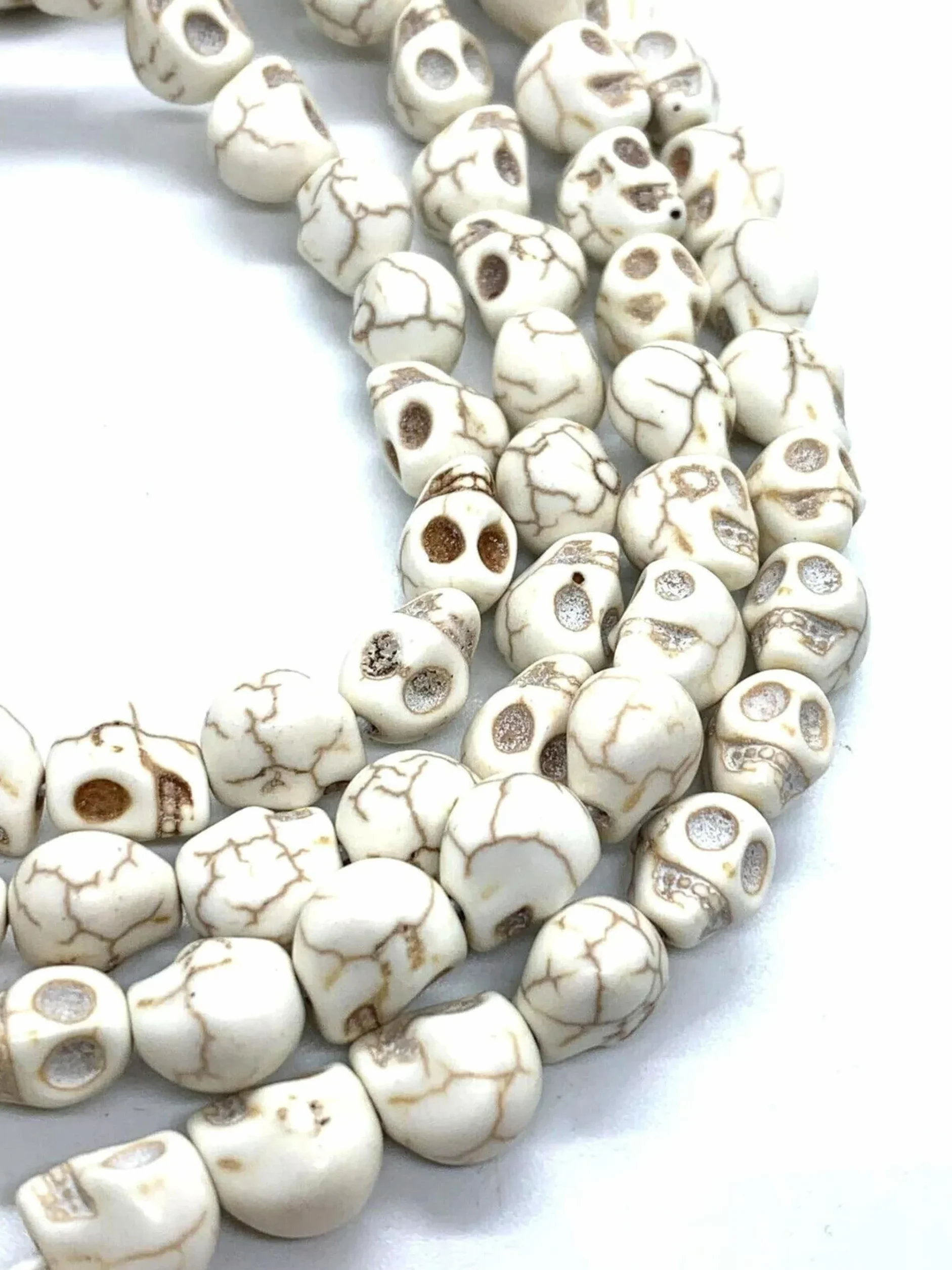Collana Mala con Teschio d'osso Tibetano Buddista da 108 Perle di Preghiera, Perlina di Preghiera da 10x12 mm