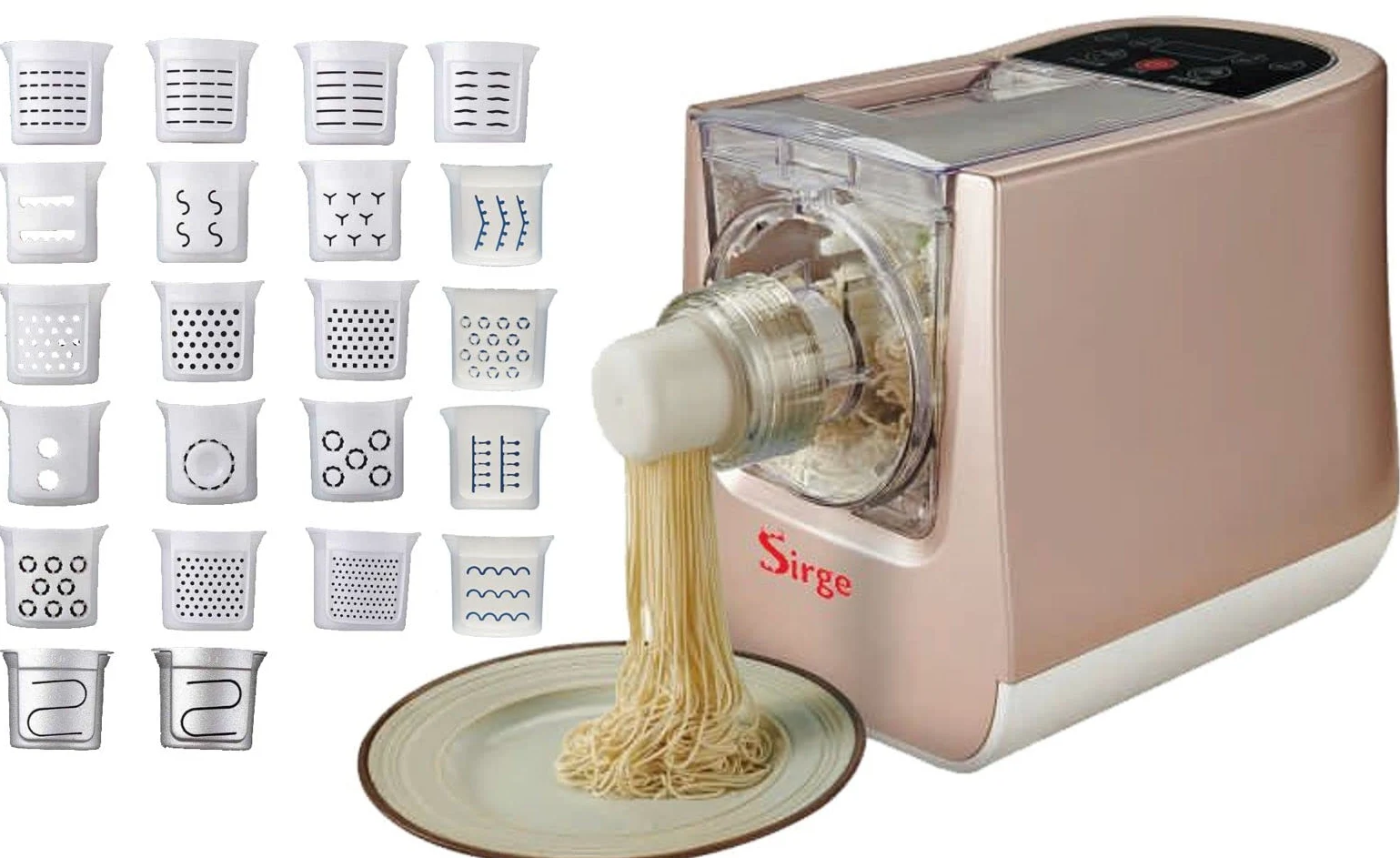 Sirge PASTARITA Macchina per la Pasta 300 W - 22 Trafile - 900gr di pasta - Estrusione Verticale - 6 programmi + 2 MANUALI - kit ravioli omaggio
