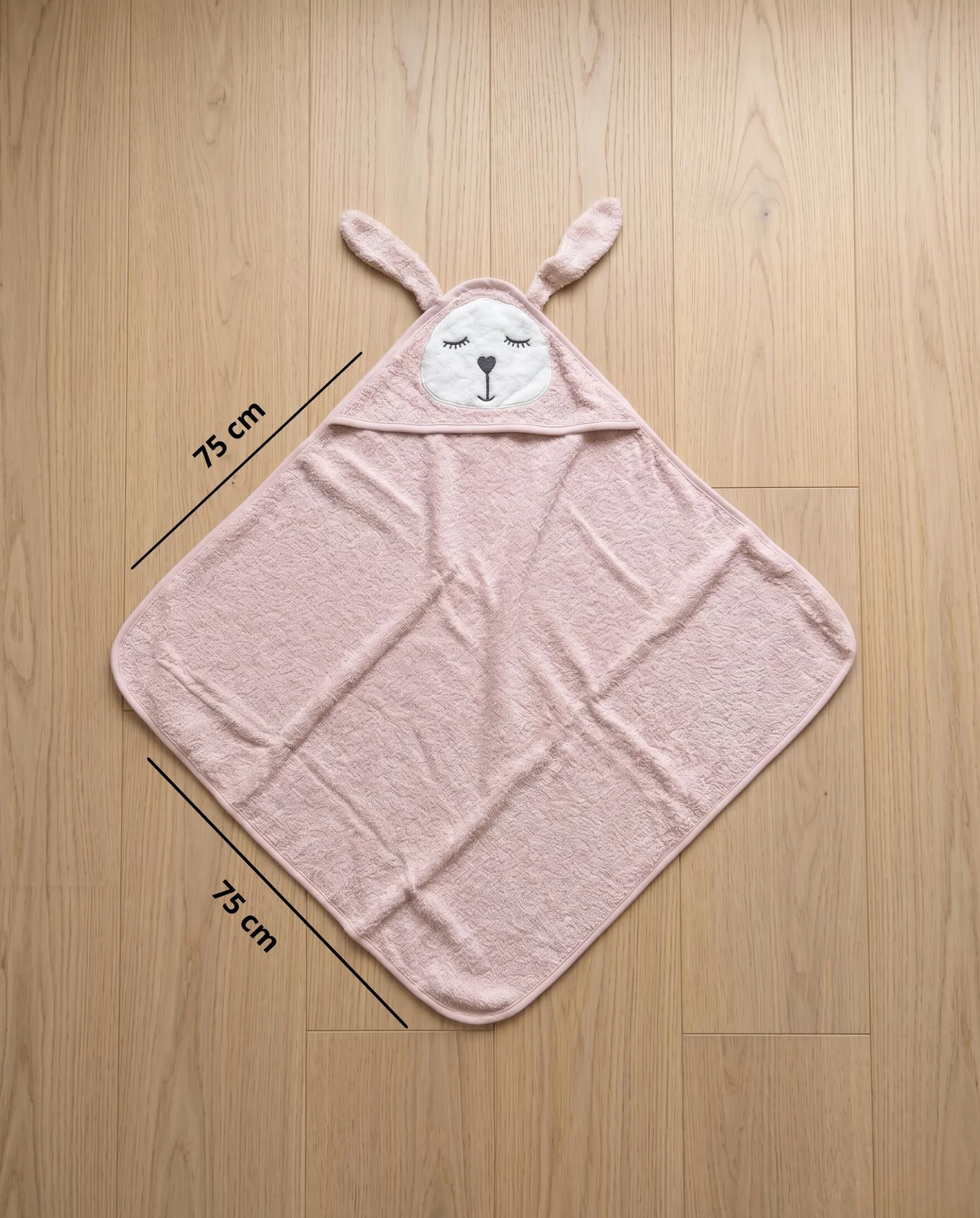 Accappatoio Neonato in Spugna 100% Cotone con Cappuccio a Triangolo Animaletto 75x75 cm