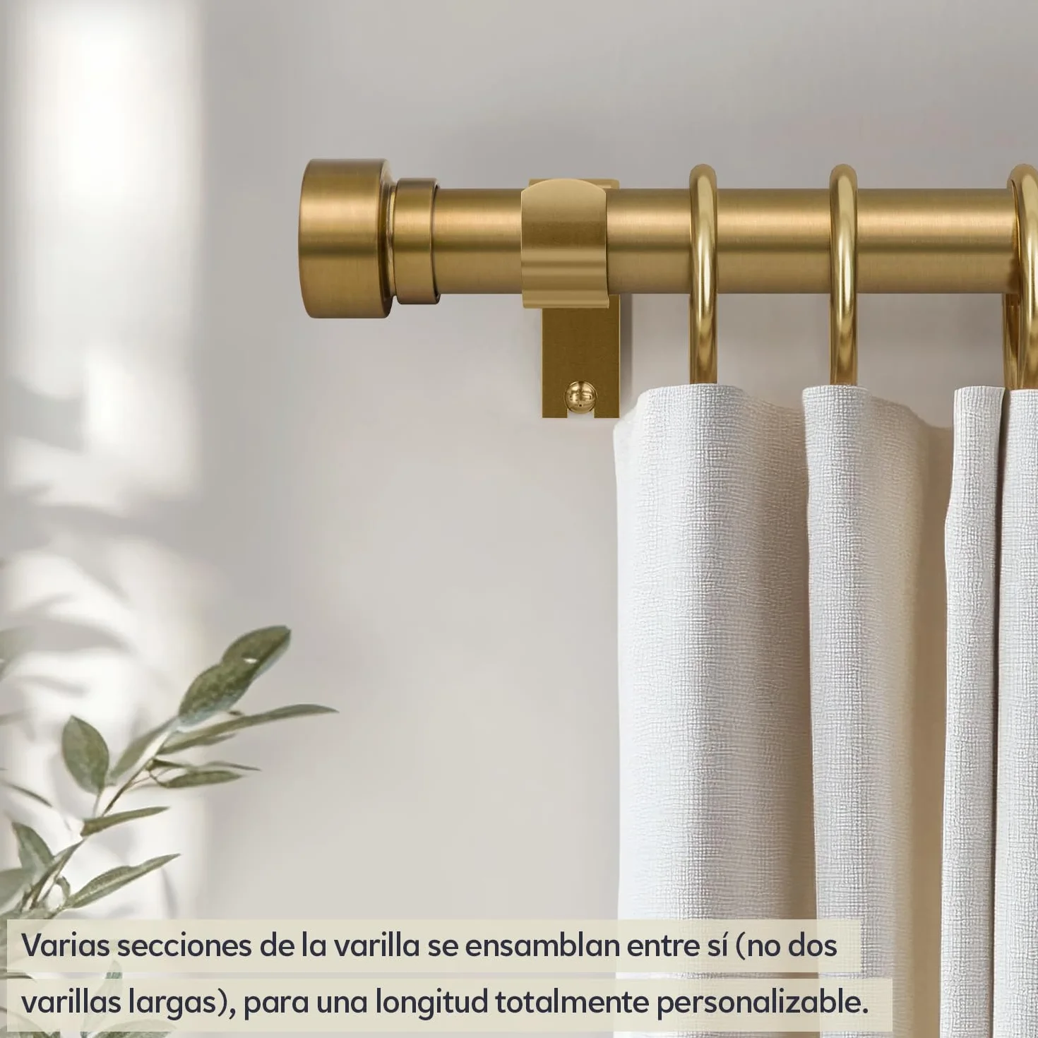 Asta per Tende Allungabile 80-218 cm Ottone 25 mm Soffitto Parete Metallo