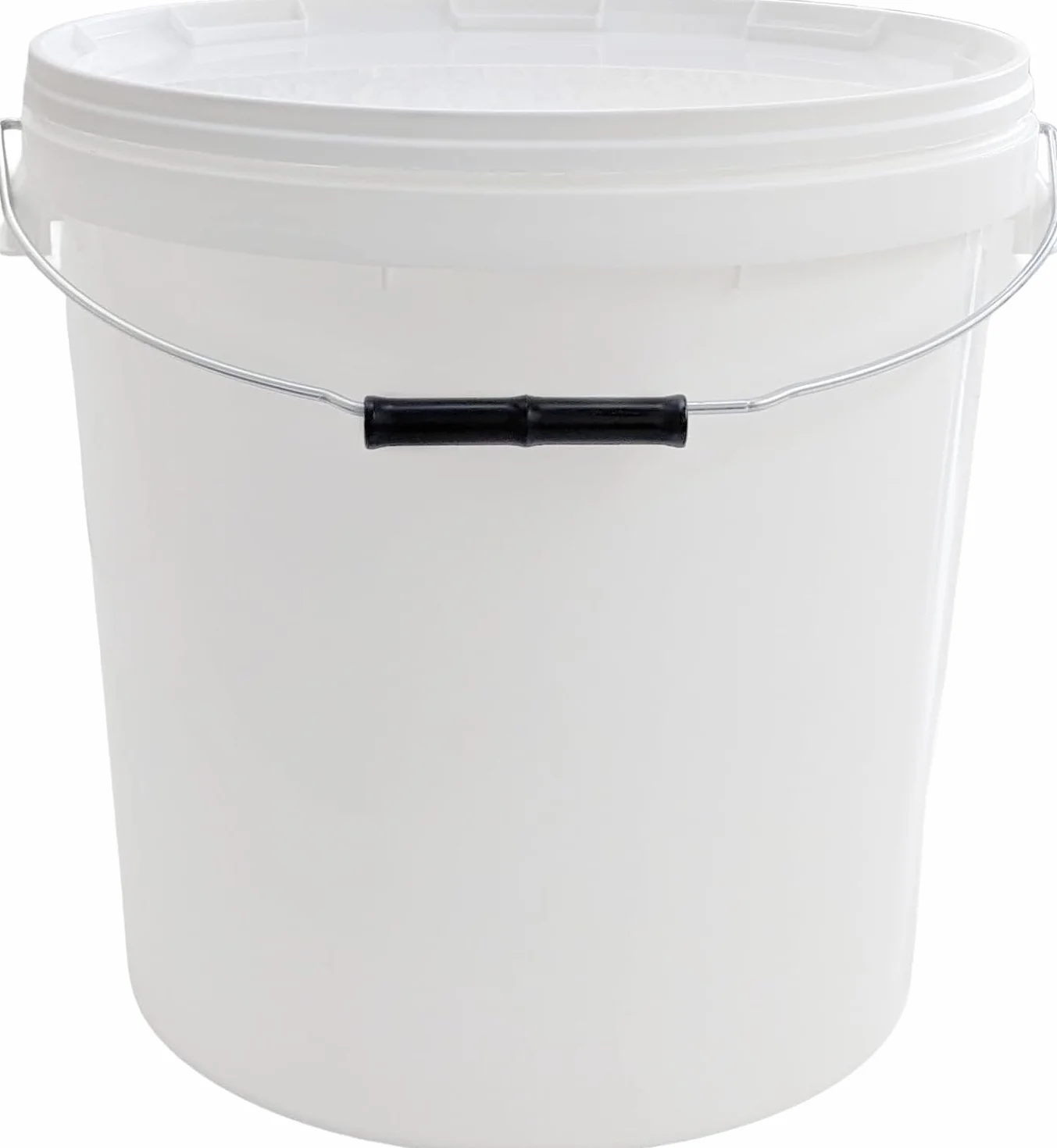 Secchio in plastica, 20 litri, bianco traffico, con coperchio per alimenti trasporto box manico in metallo latte milk
