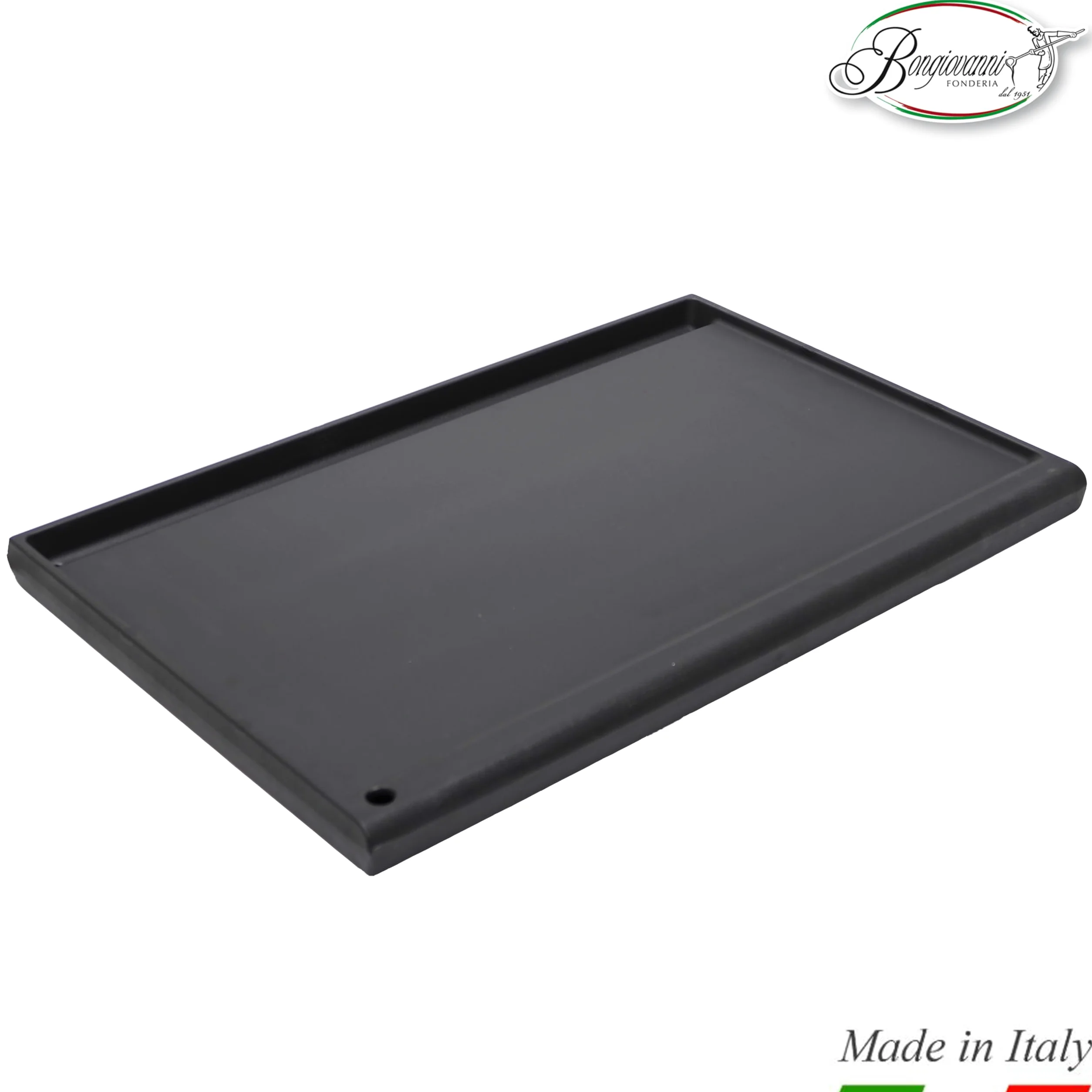 FONDERIA BONGIOVANNI | Bistecchiera Ghisa | 59,5x38 cm | Piastra in Ghisa Smaltata | Casa Cucina Barbecue | Rettangolare | con Telaio in Ferro con Manici