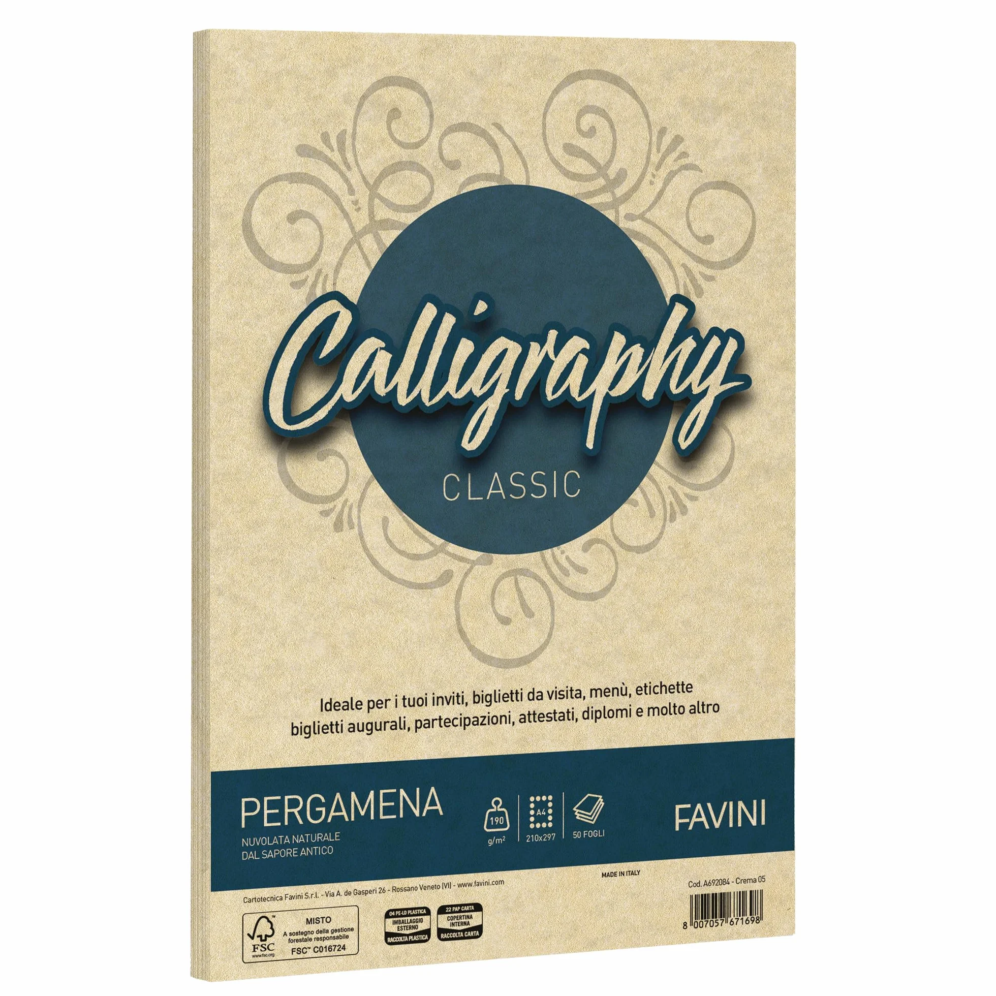 CALLIGRAPHY PERGAMENA CREMA A4 190 GR