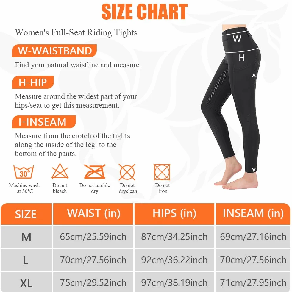 Leggins da Equitazione Donna con Rinforzo Silicone e Tasca, Pantaloni a Vita Alta HOTUT
