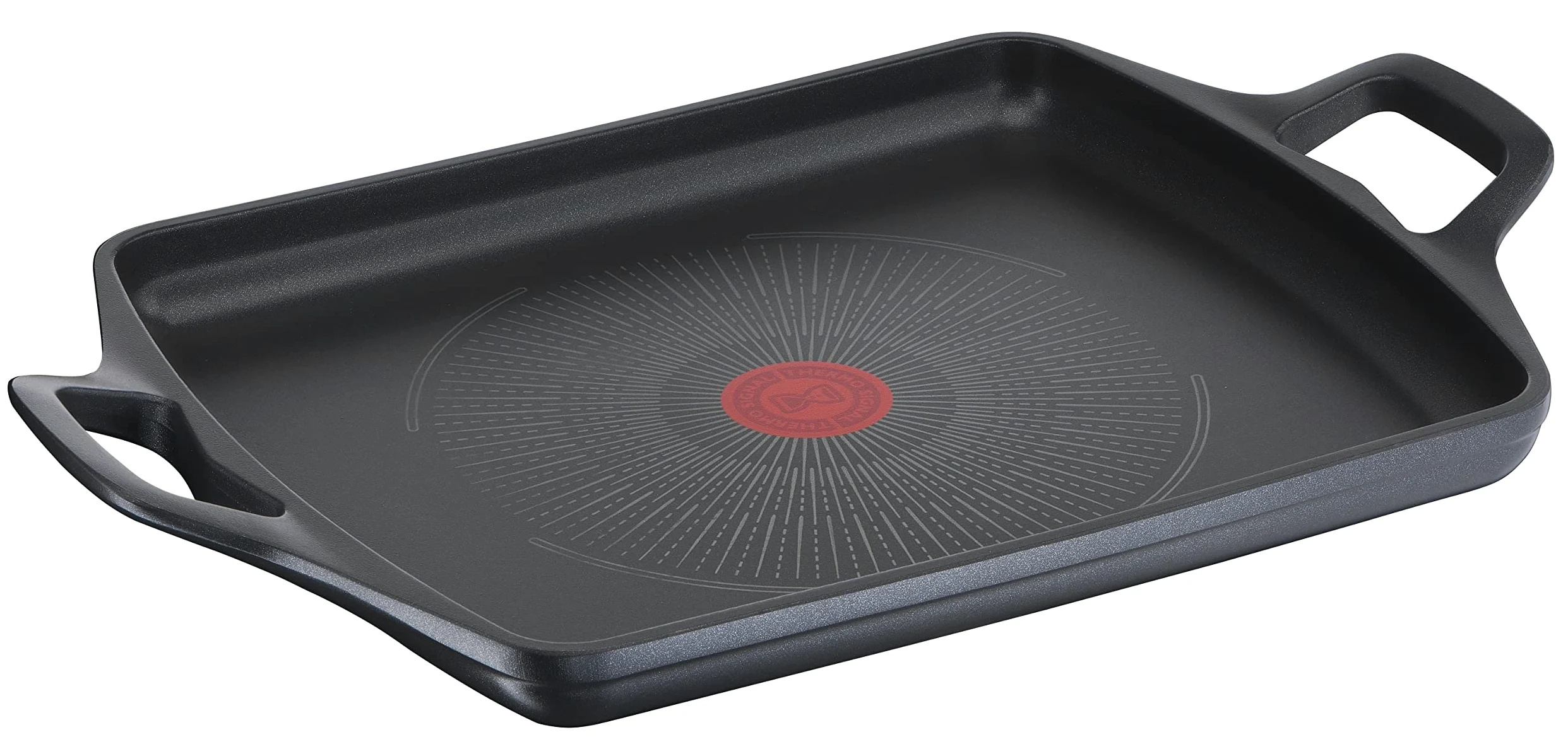 Tefal E2499845 Aroma On - Piastra in alluminio pressofuso, rivestimento in titanio antiaderente e thermosport, adatta a tutti i tipi di fornelli, base spessa adatta per induzione, 26 x 32 cm