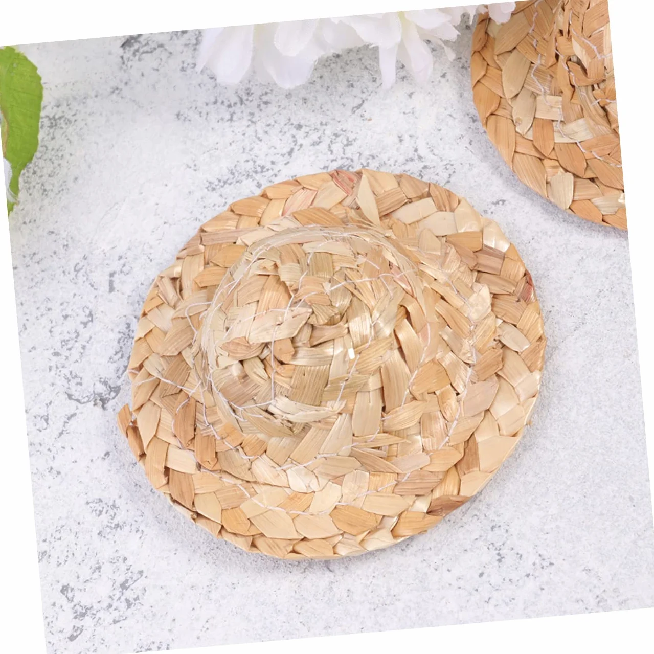 Uonlytech 10 Pezzi Mini Cappelli di Paglia per Bambole Cappelli Fatti a Mano Rotondi in Paglia Khaki Accessori Essenziali per Artigianato Fai da Te e Creativo