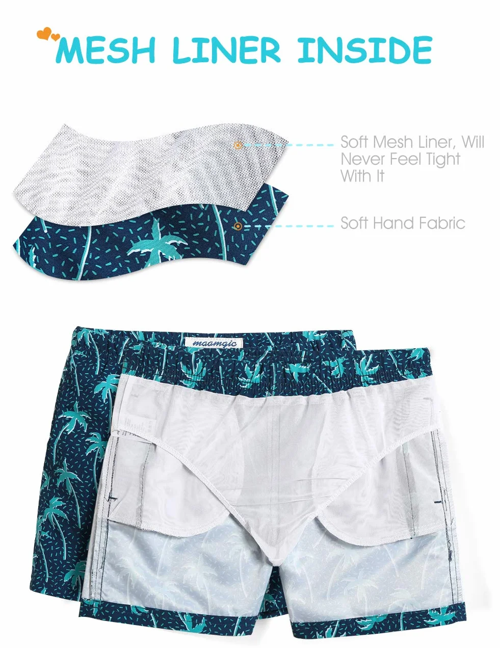 Maamgic Costume da Bagno Pantaloncini Estivi per Bambini Foderate in Rete Asciugatura Rapida