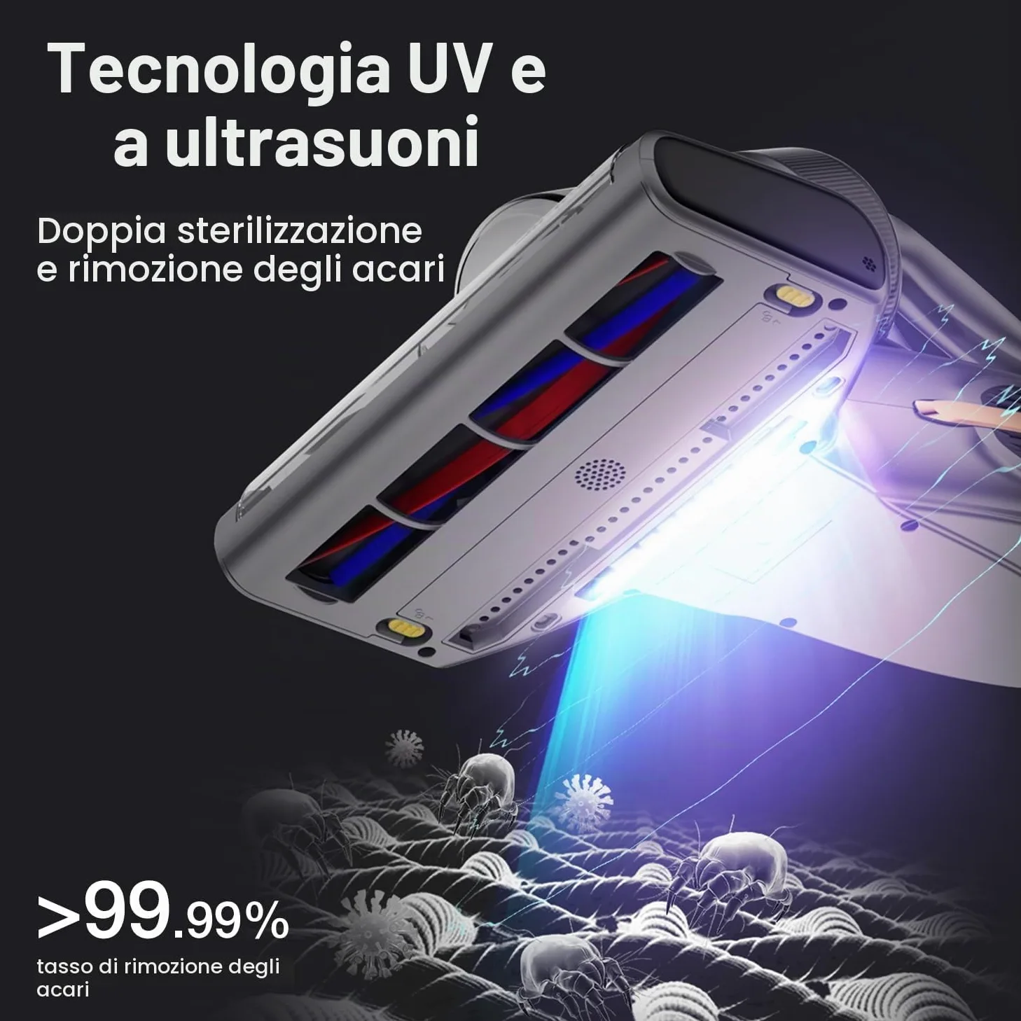 Jimmy BX7 Pro Aspirapolvere antiacaro, 700 W 16 Kpa Potenza, con Sterilizzazione UV e Ultrasuoni, Sensore Intelligente di Sporcizia, Filtrazione Dual-Cyclonic