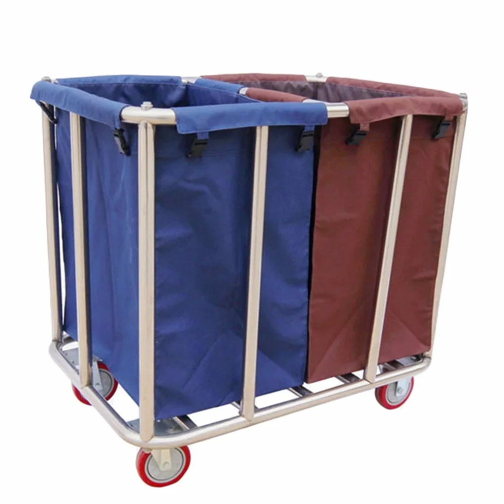 Carrelli manuali mobili Carrello smistatore per Biancheria a 2 sezioni - Carrello per Servizio di Pulizia su Ruote, Carrello per Biancheria per Hotel Cesto per Biancheria
