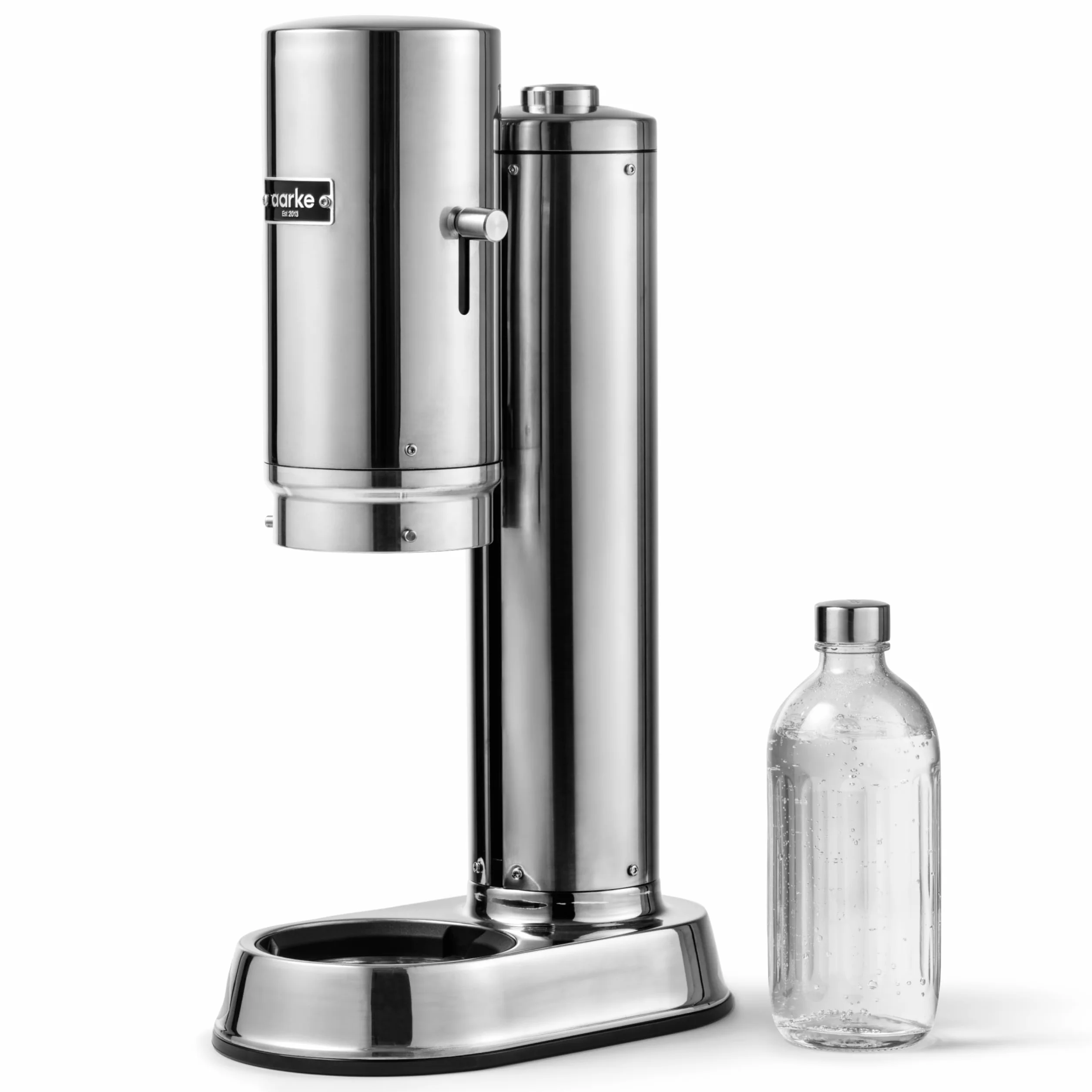 Aarke Carbonator Pro, Gasatore d’acqua con Bottiglia di Vetro, Finitura Acciaio