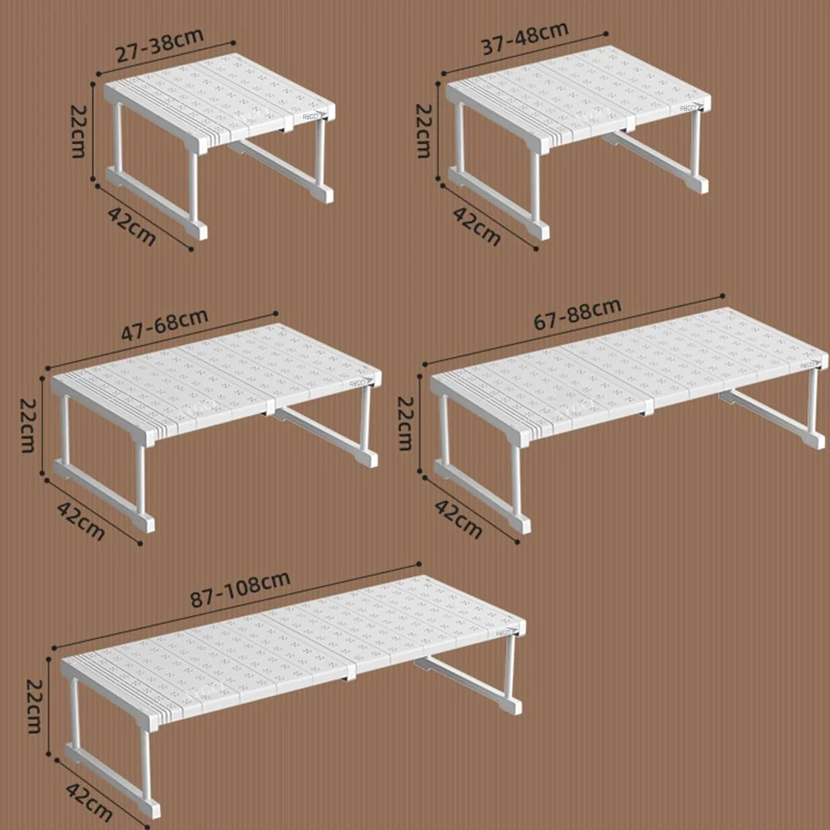 Scaffale Estensibile Generico - Ripiano Regolabile Salvaspazio - Divisori Espandibili per Cucina, Bagno, Camera