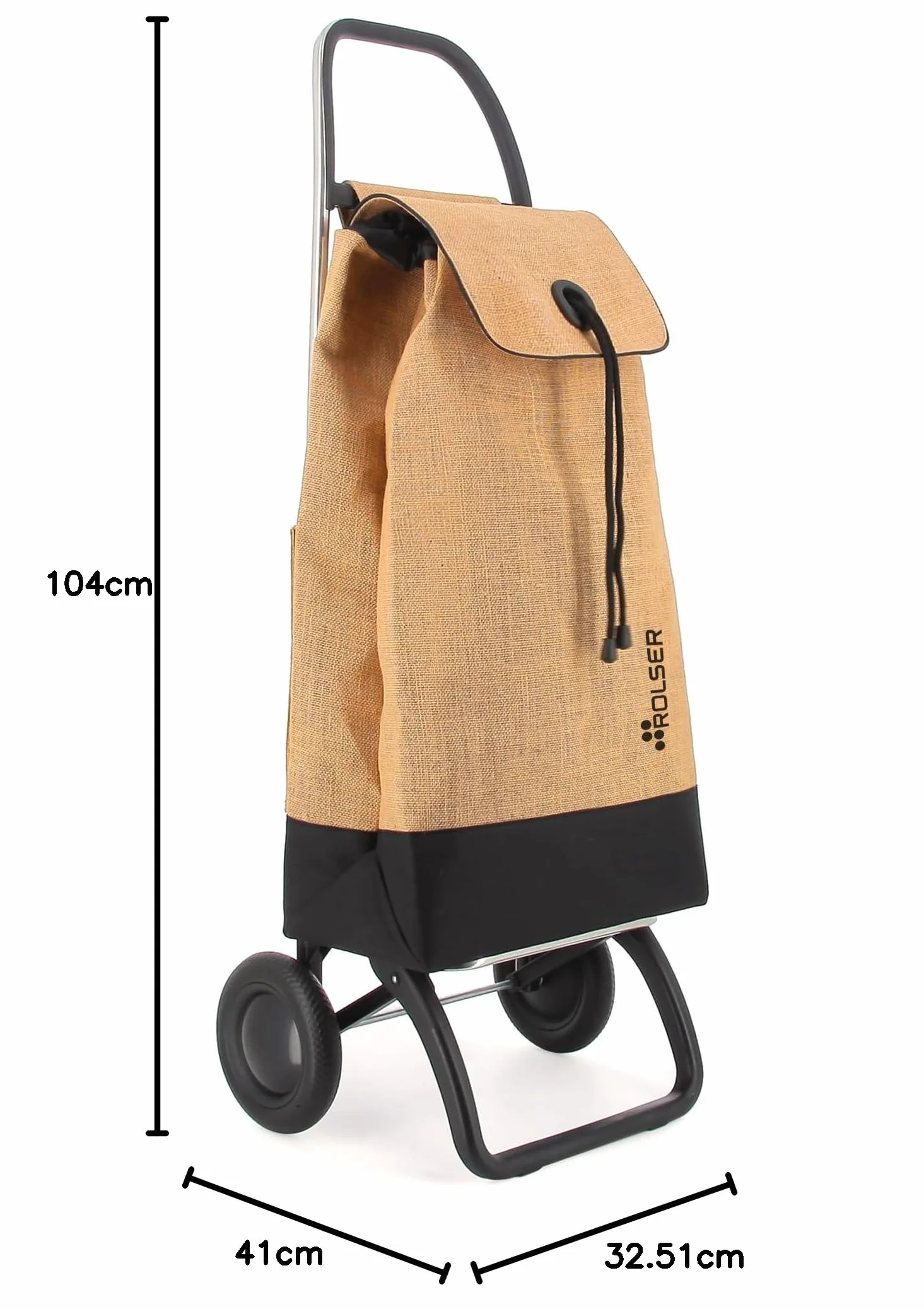 Carrello Portaspesa Rolser I-Max Yute Bi 2 ruote - Natural Nero