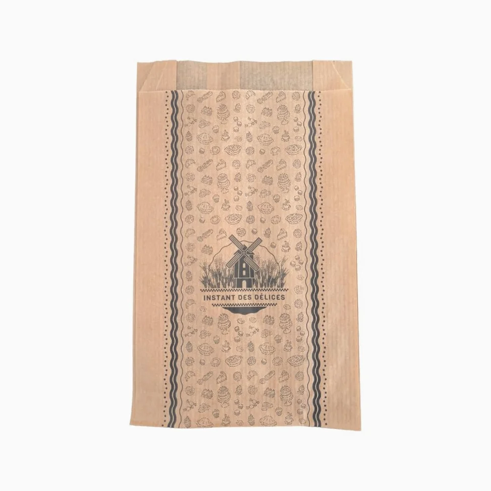 1000 Sacchetti Pane e Alimentari per 4 Cornetti 12+5x21 cm in Carta Kraft Marrone per Uso Alimentare Senza Grasso Stampato in Nero
