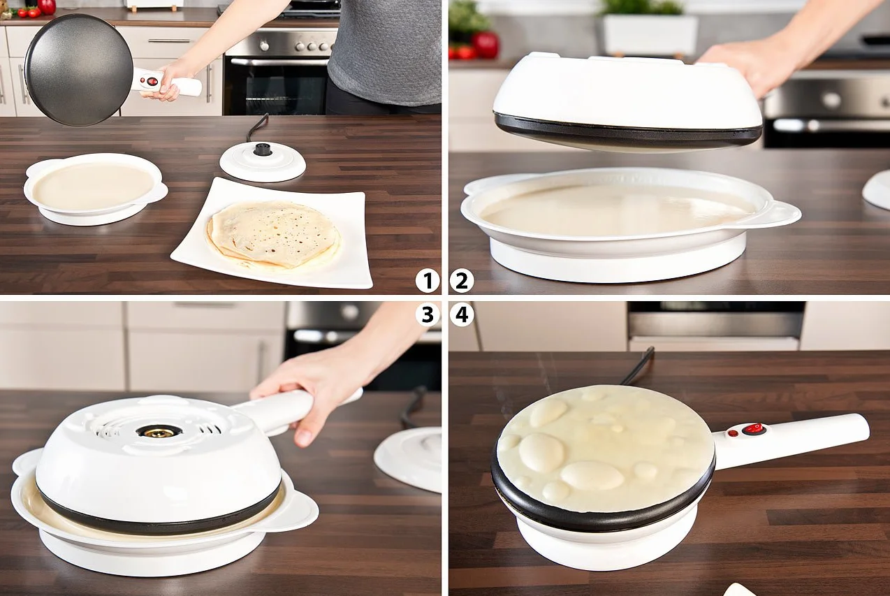 Rosenstein & Söhne Crepiere Elettriche 20 cm 800 W - Crepe Maker Macchina per Crêpes Wireless