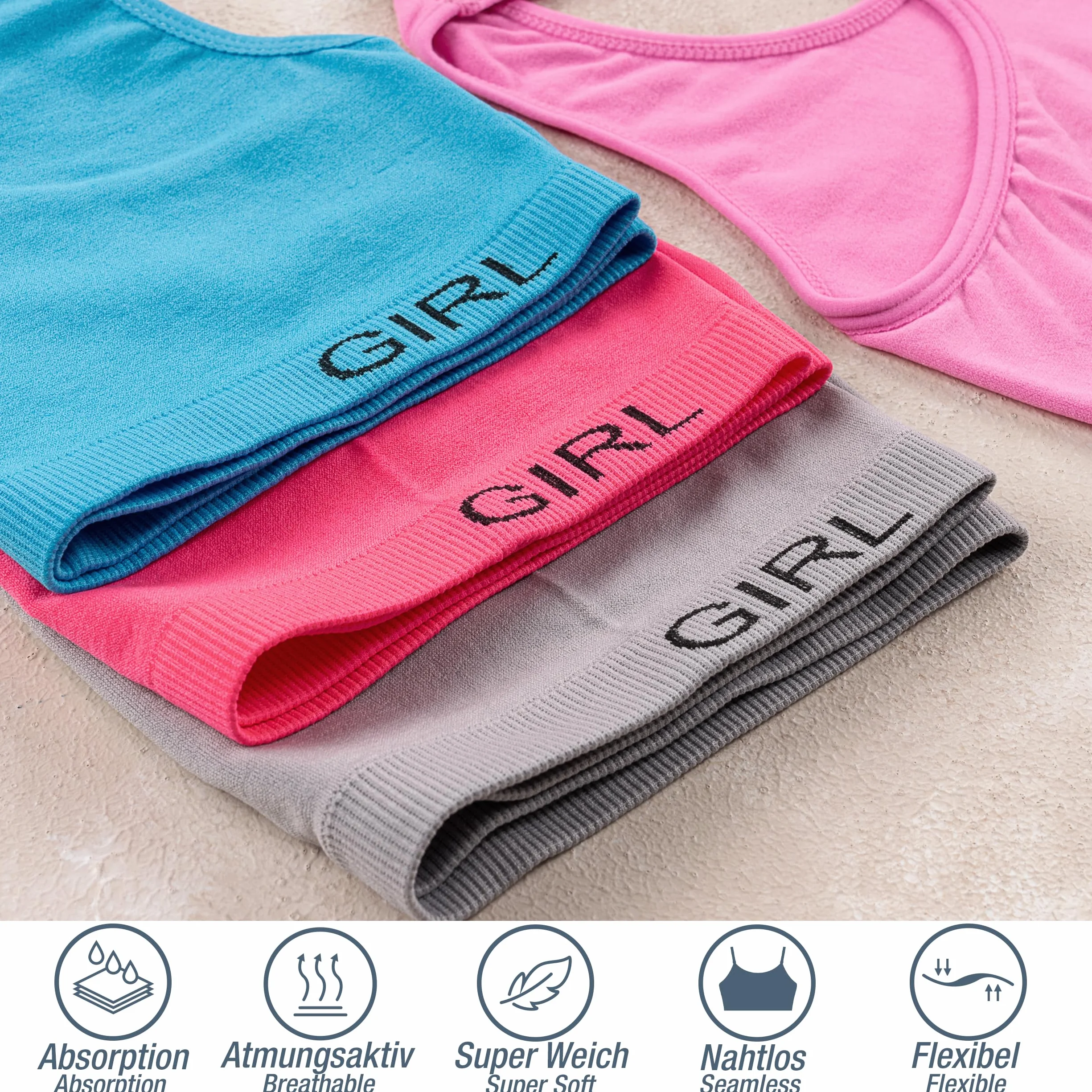 LOREZA 5 Bustier per Ragazze in Microfibra Reggiseno Sportivo Intimo con Schiena