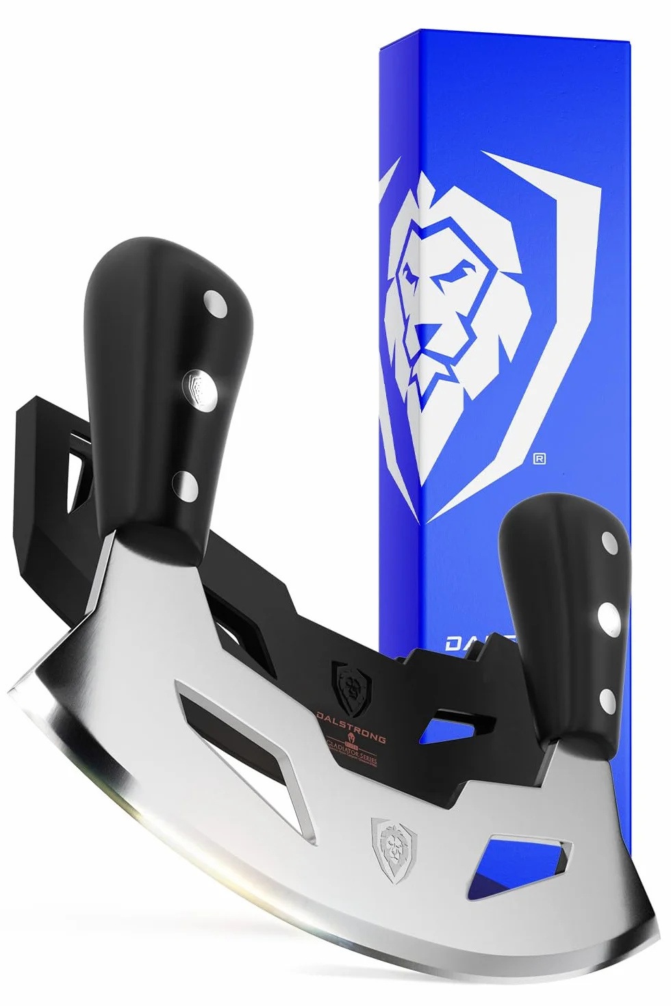 DALSTRONG Mezzaluna Knife - 8.5" Blade - Gladiator Series - Rocking, Mincing & Chopping Produce Knife - Black ABS Handle - w/Sheath
