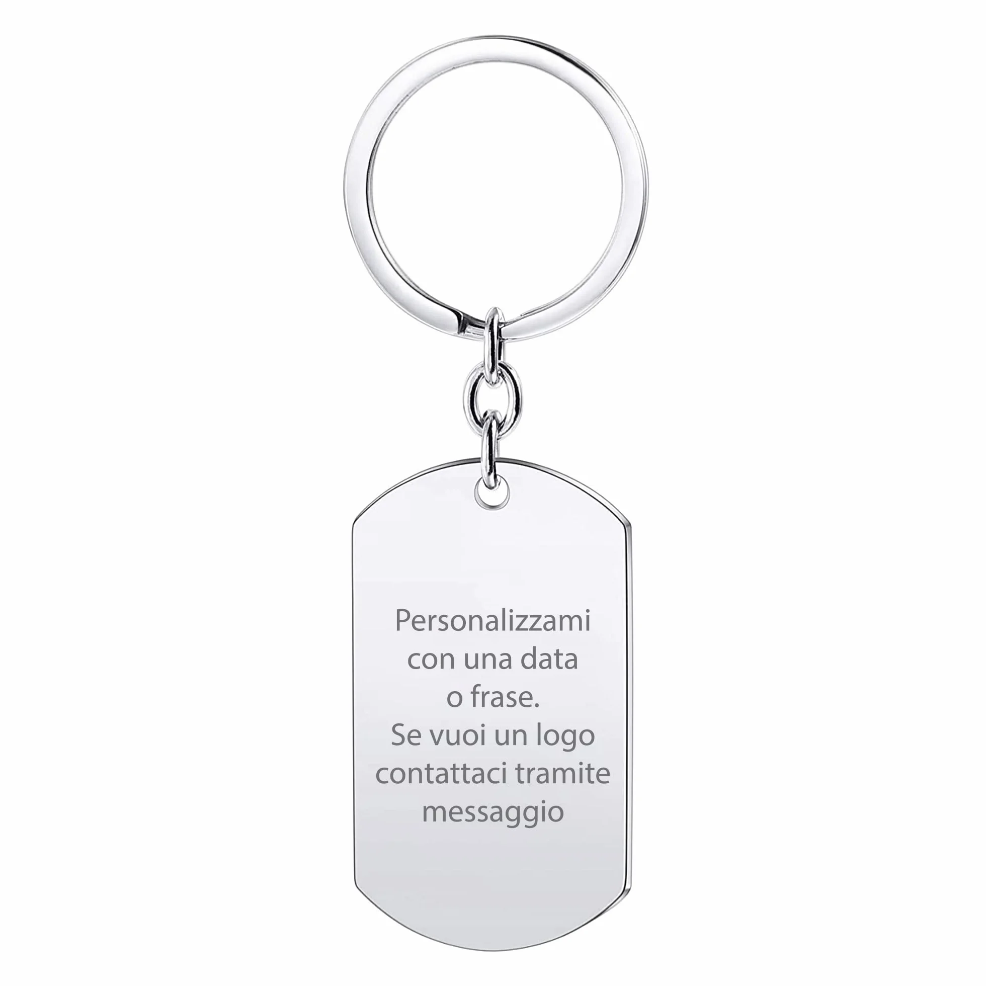 Stileitaliano portachiavi personalizzato piastrina family argento con incisione porta chiavi militare alluminio idea regalo