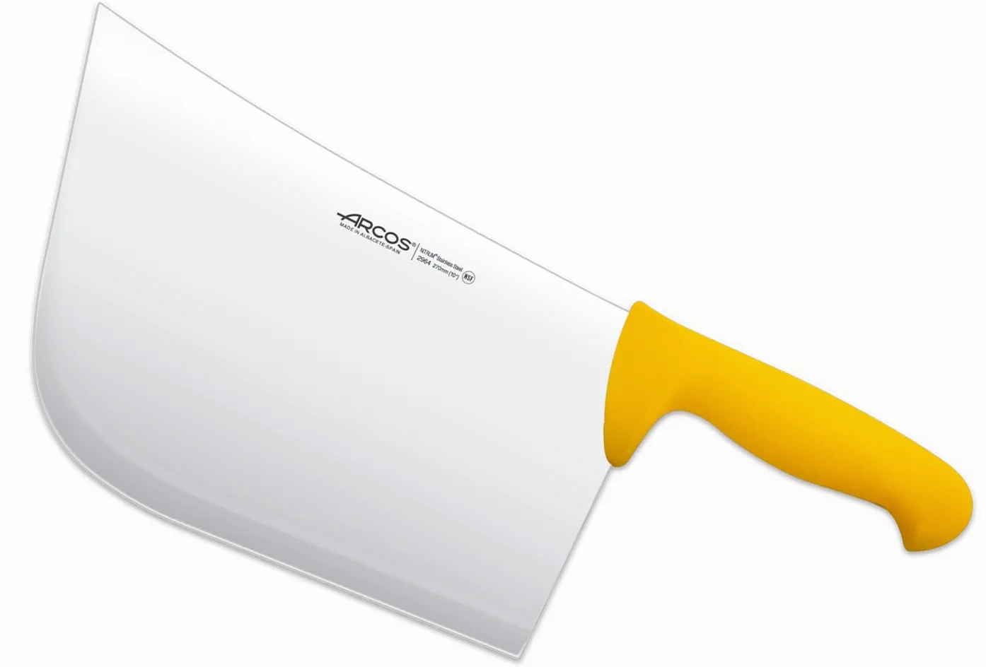 Arcos Coltello da Macellaio Cleaver con Lama in Acciaio Inossidabile 28 cm – Manico in Polipropilene, Sistema di Identificazione Colore, Resistente e Igienico – Giallo, Serie 2900