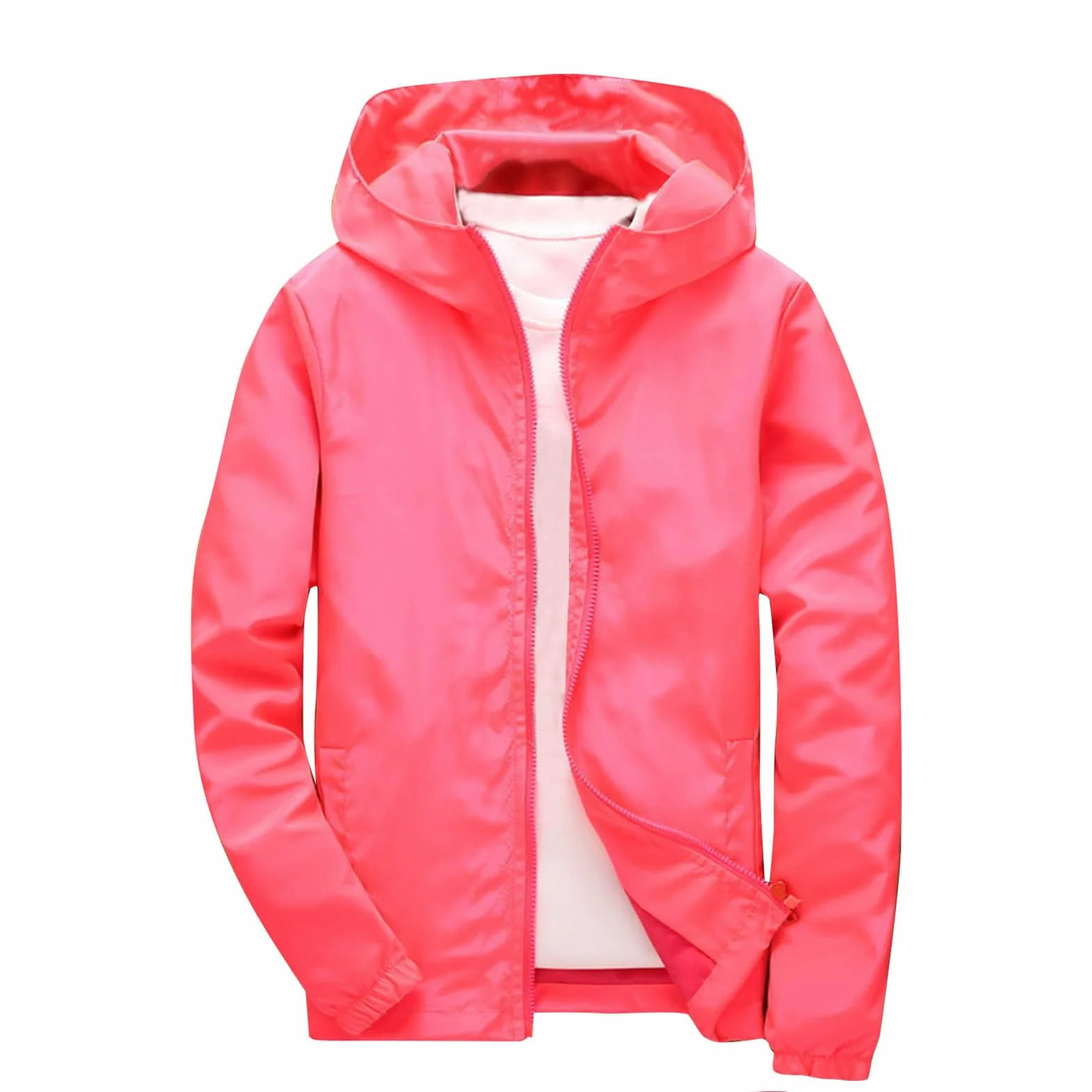 Giacca Impermeabile Unisex Ragazze Ragazzi Giacche a Vento Antivento Antipioggia Cappotto con Cappuccio Sportivo Cardigan Cerniera Integrale Giubbotto Autunno Caldo Giacca da Trekking