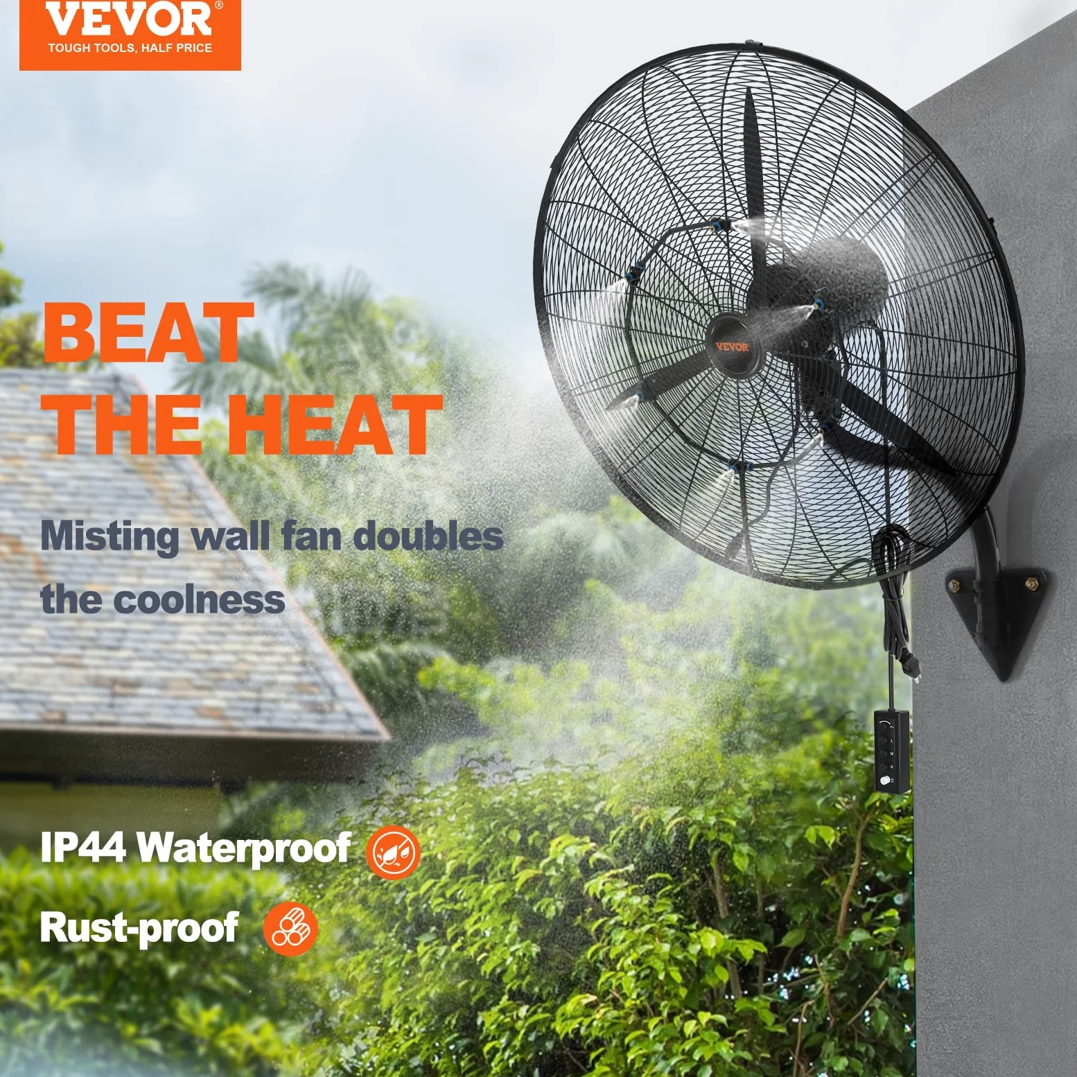 VEVOR Ventilatore da Parete, 74,9 cm 3 Velocità ad Alta Velocità, Ventilatore da Parete Industriale Oscillante Impermeabile 150 W Commerciale o Residenziale per Magazzino, Serra, Officina, Nero