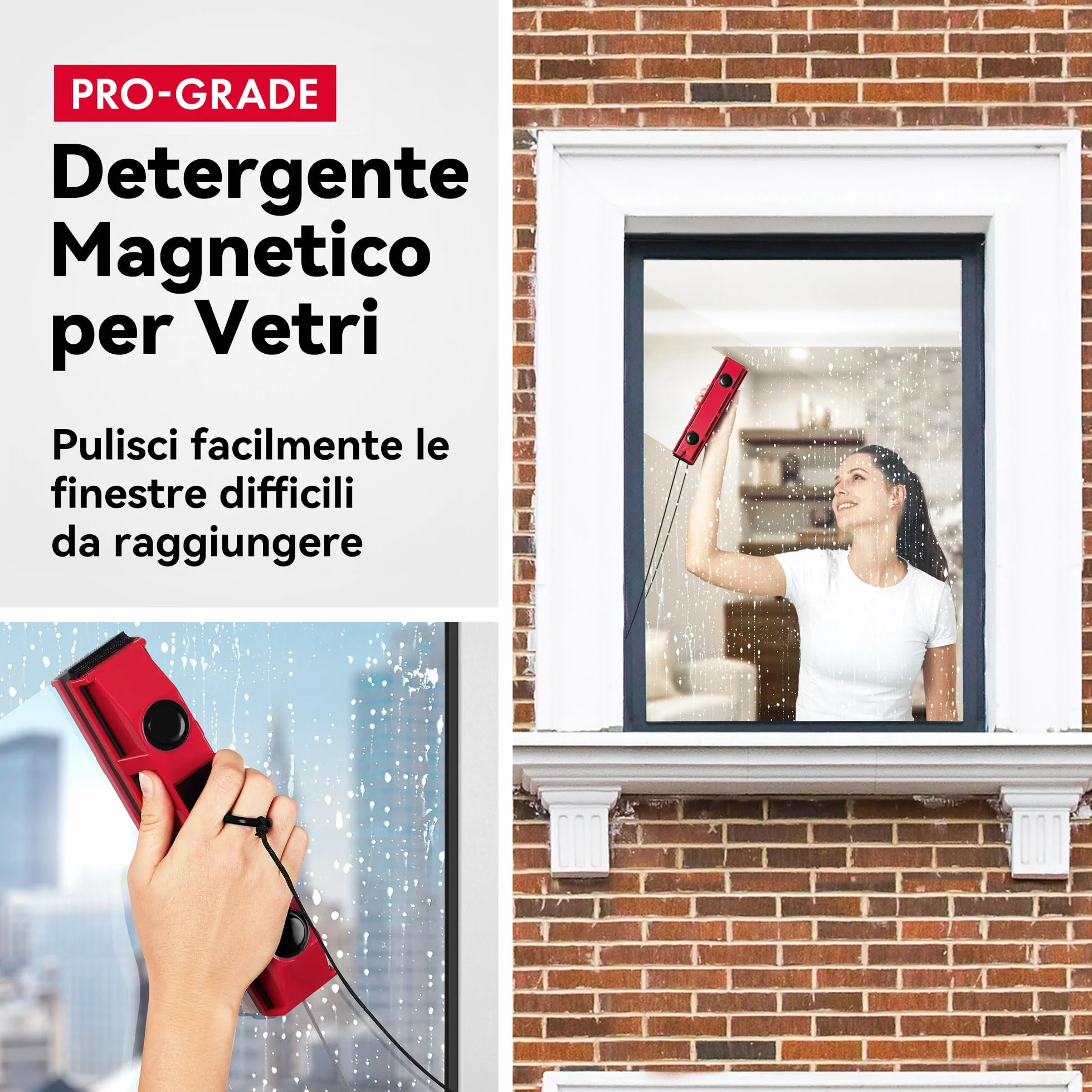 Tyroler il Glider S-1 Lavavetri Magnetico 2-8mm Pulitore Vetro Finestre