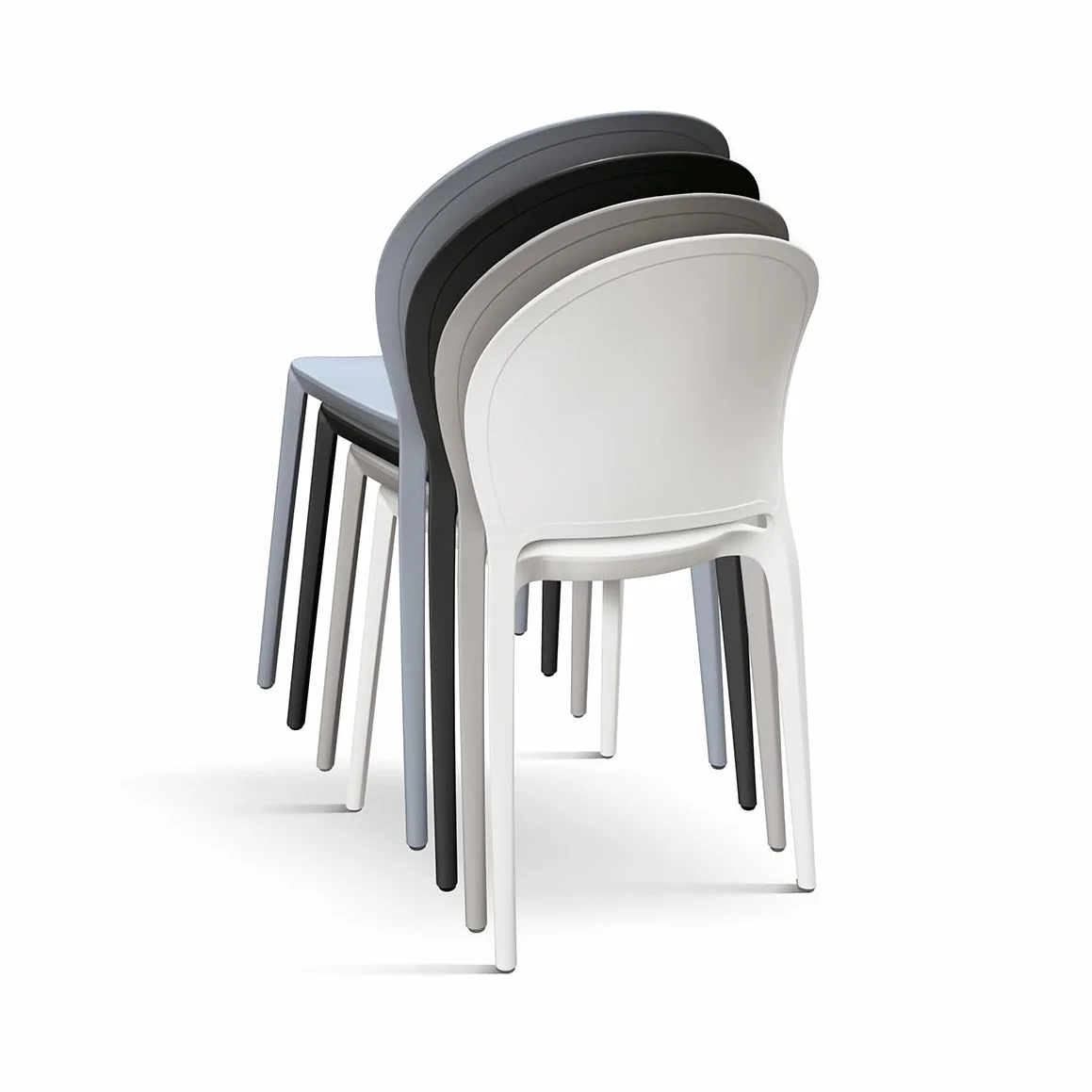 PAZZO DESIGN Sedia Stefania, Set Da 4, Nero, Sedie Polipropilene, Cucina, Sala Da Pranzo, Giardino, Impilabili - id_1993