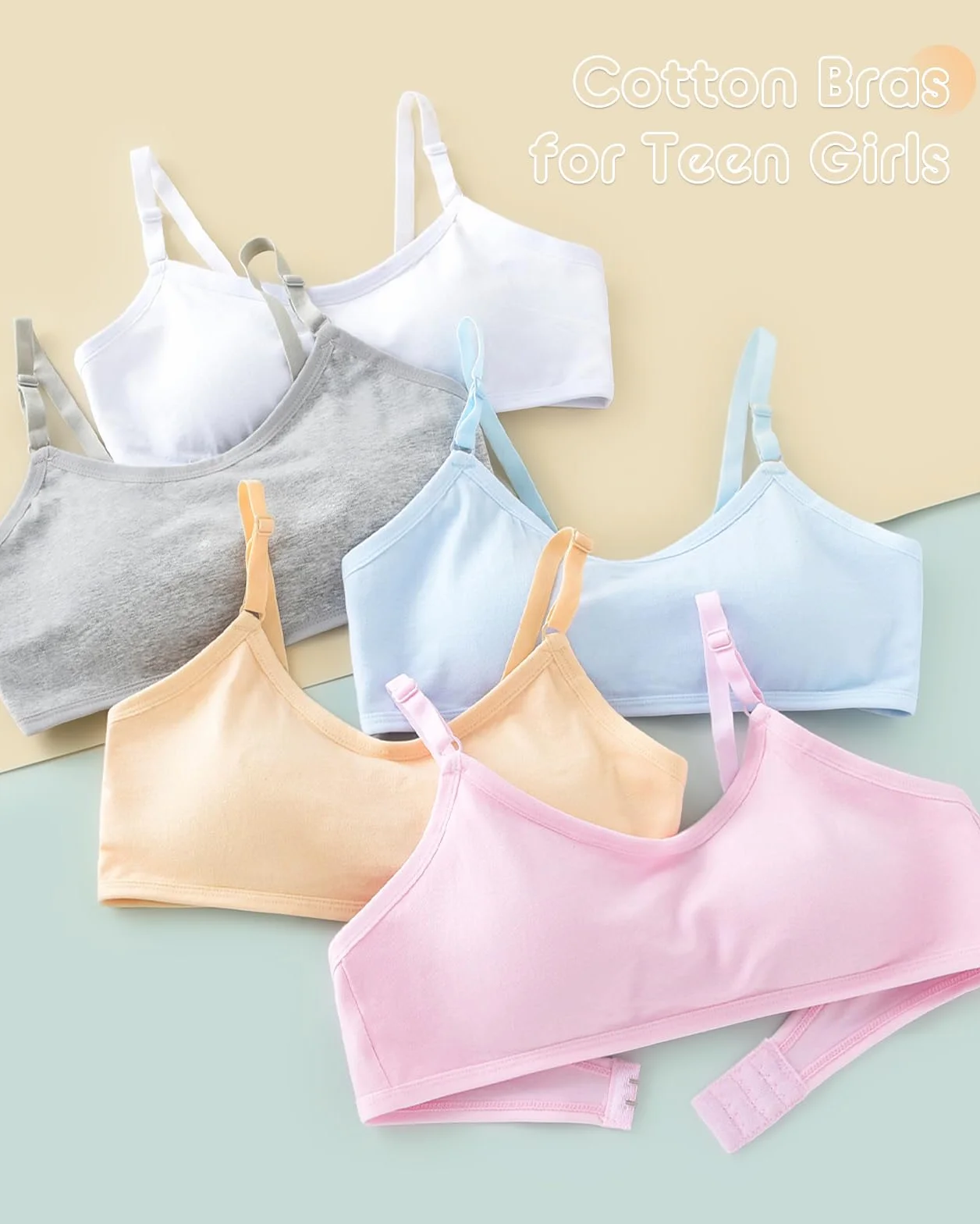 Adorel Reggiseni Sportivi in Cotone Intimo Imbottito Ragazza Confezione da 4