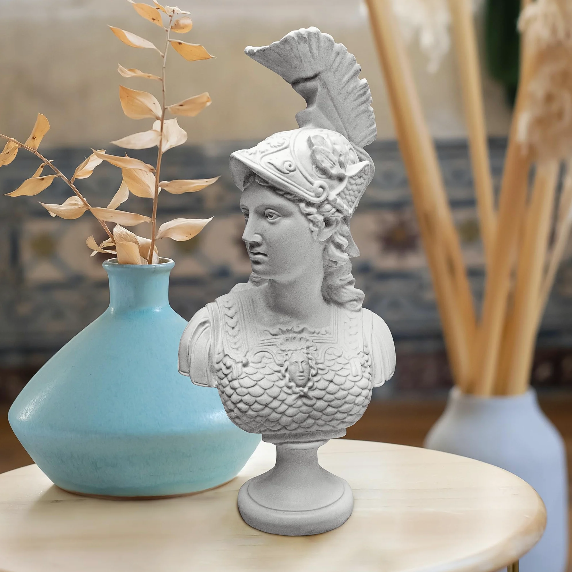 Design Toscano Minerva, dea Romana della Saggezza: Busto scolpito in Marmo-Resina Sintetico