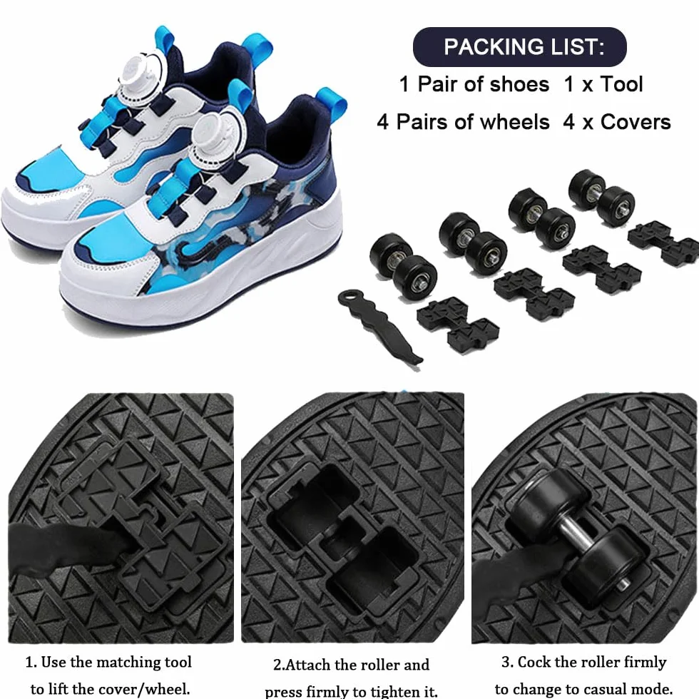 ENEN Scarpe con Rotelle Bambina Sportive Scarpe da Skateboard 4 Ruote Sneakers Outdoor Multisport Dimensioni 30-42 EU