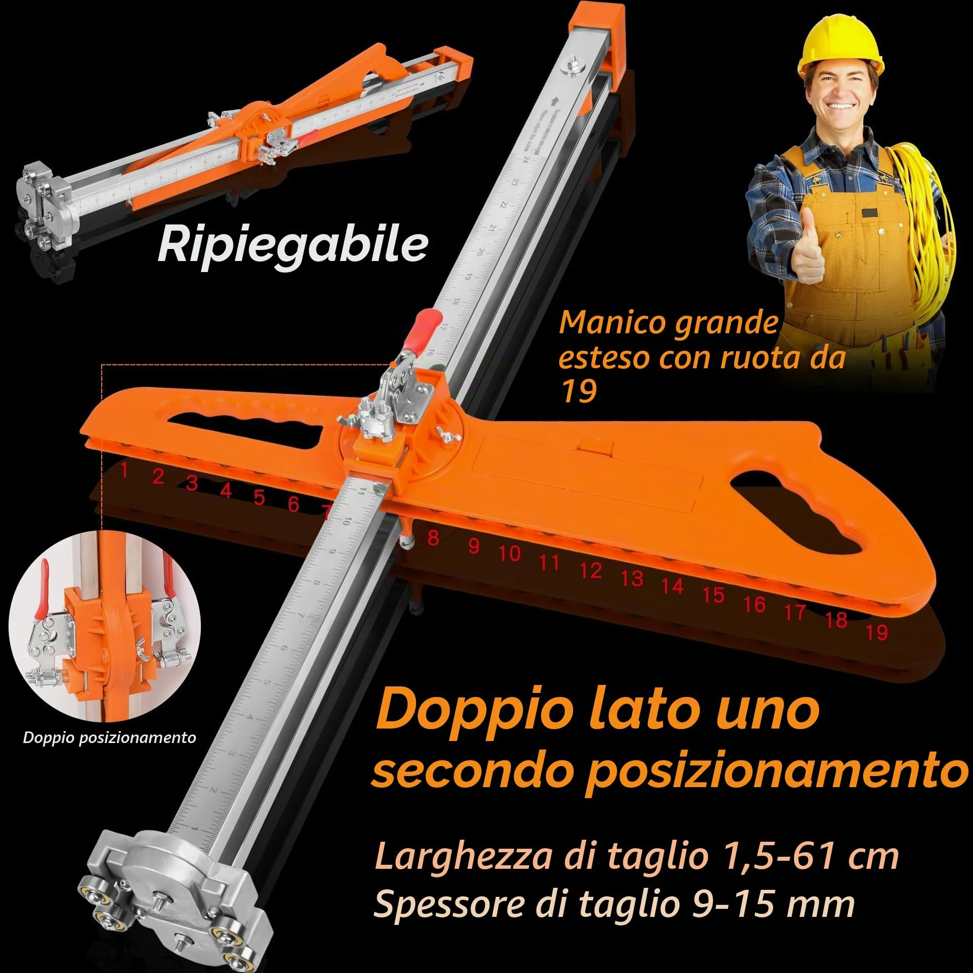 Utensile da taglio per cartongesso – Taglierina per cartongesso aggiornata 2026 – Taglierina per cartongesso con manico in nylon esteso – Strumenti pieghevoli per cartongesso con 19 ruote metalliche
