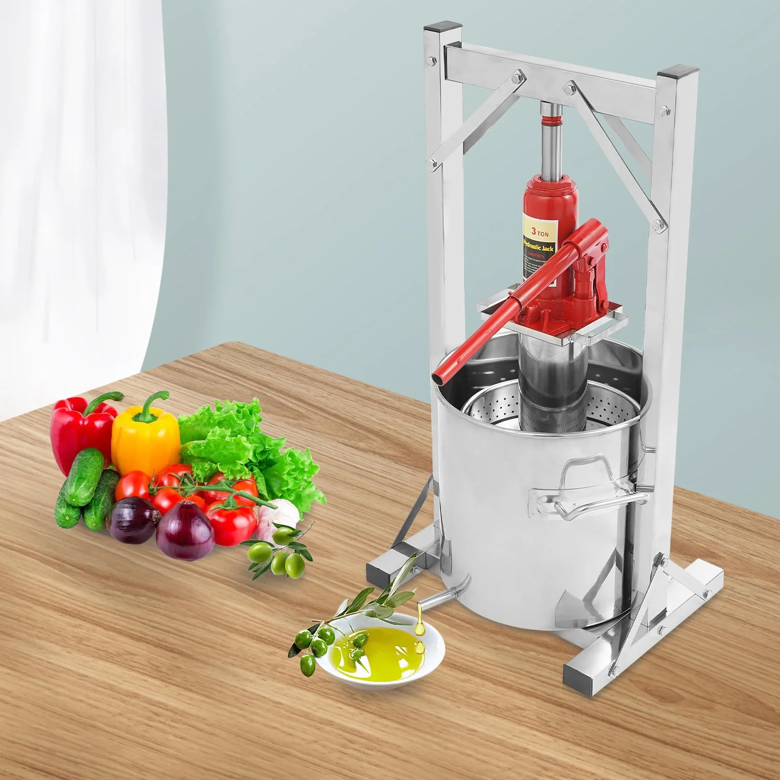 Pressa idraulica per frutta 12L per sidro di vino, funzionamento semplice, grande capacità, strumento per pressare il vino, struttura stabile, pressa per frutta e frantoio per la pressatura di frutti