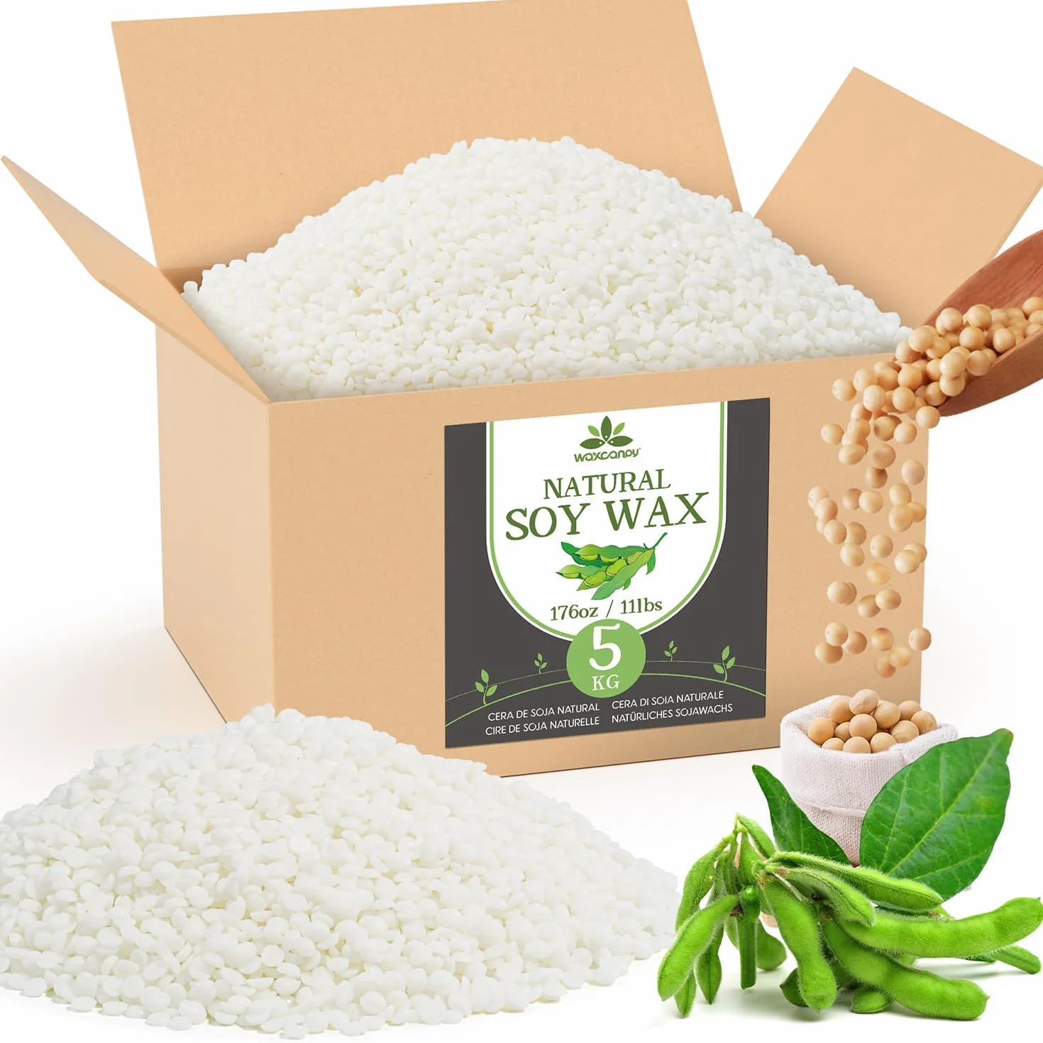 Waxcanpy Cera di Soia per Candele 5kg 100% Naturale