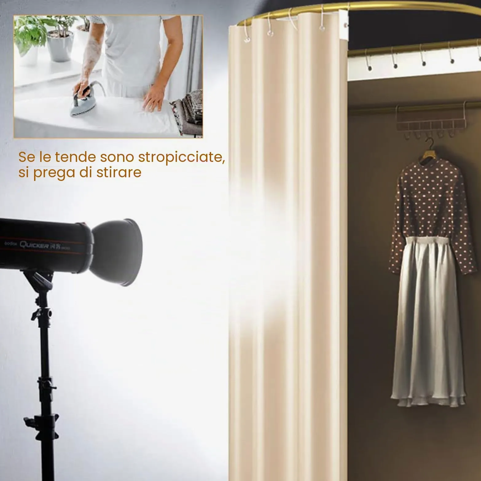 Madamera Cabina Portatile per Negozio di Abbigliamento, Cabina con Tende a Tonnellato per la Privacy, per Negozio di Abbigliamento, Shopping Mall e Uffici (Beige)