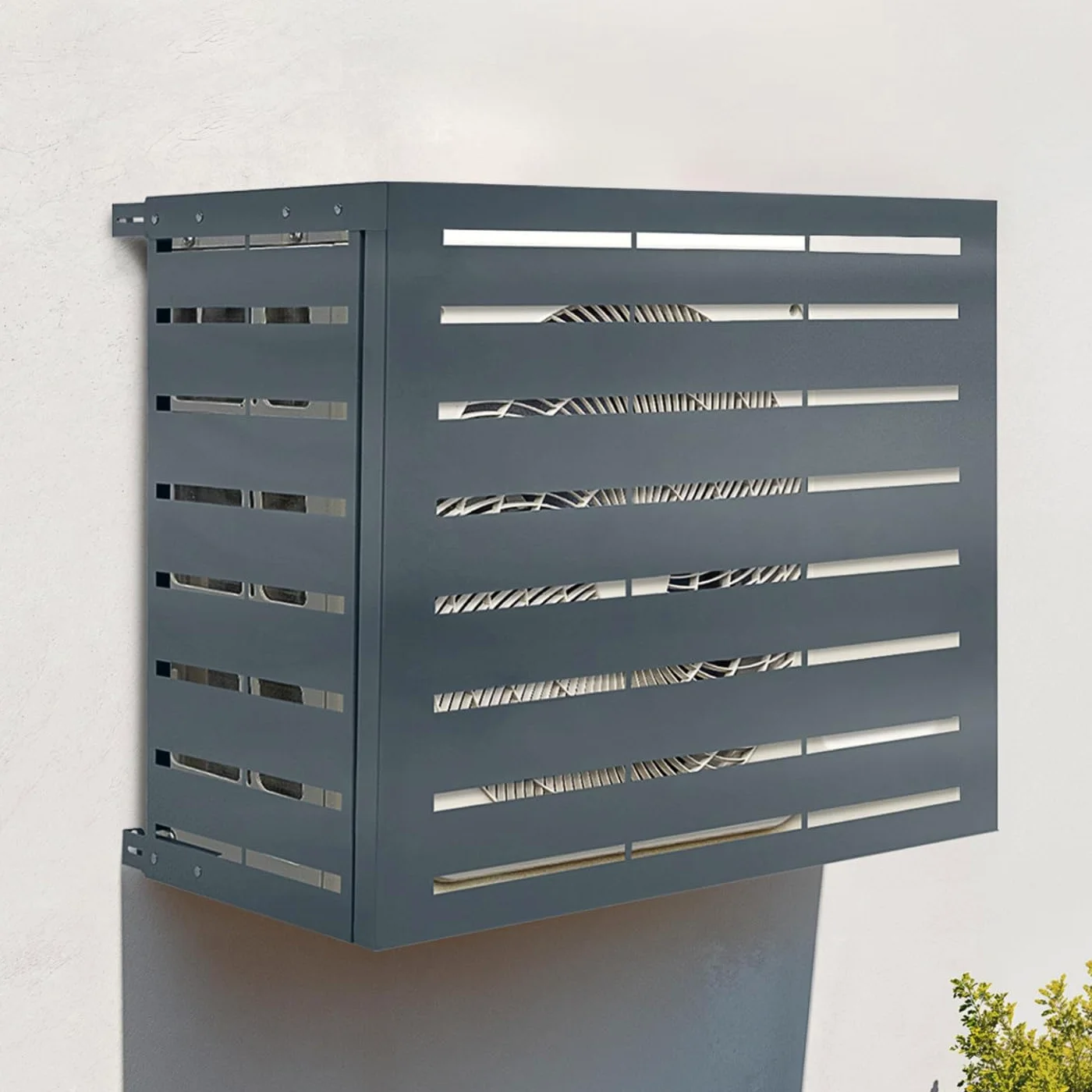 IDMarket - Copertura per condizionatore d'aria in metallo grigio carbone per unità esterna 95 x 48 x 80 cm