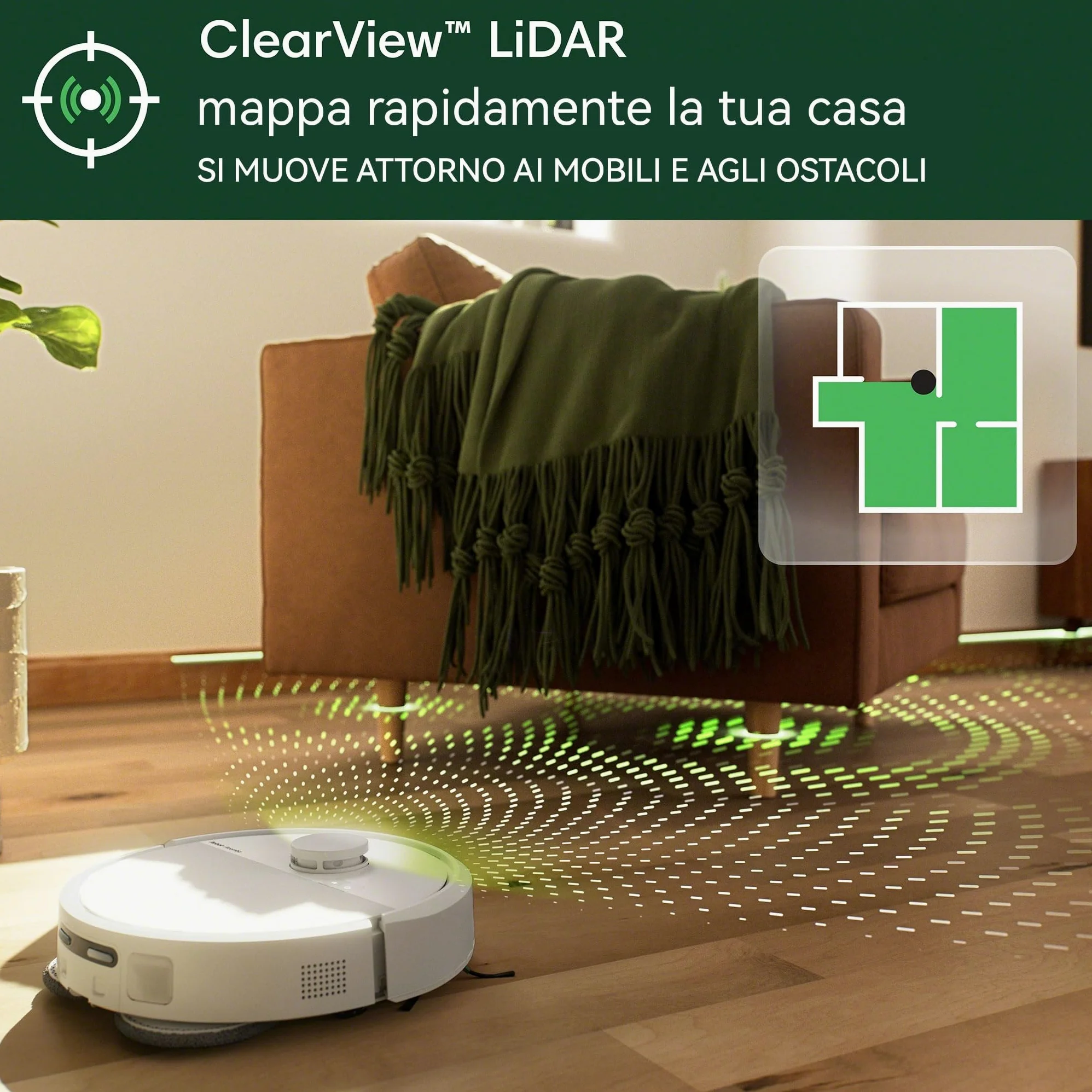 iRobot Roomba Plus 405 Combo + Stazione AutoWash, Robot Aspirapolvere Lavapavimenti, LiDAR, Rilevamento Tappeti, Previsione Pulizia Pavimento, DualClean, SmartScrub, Controllo Vocale e App, Bianco