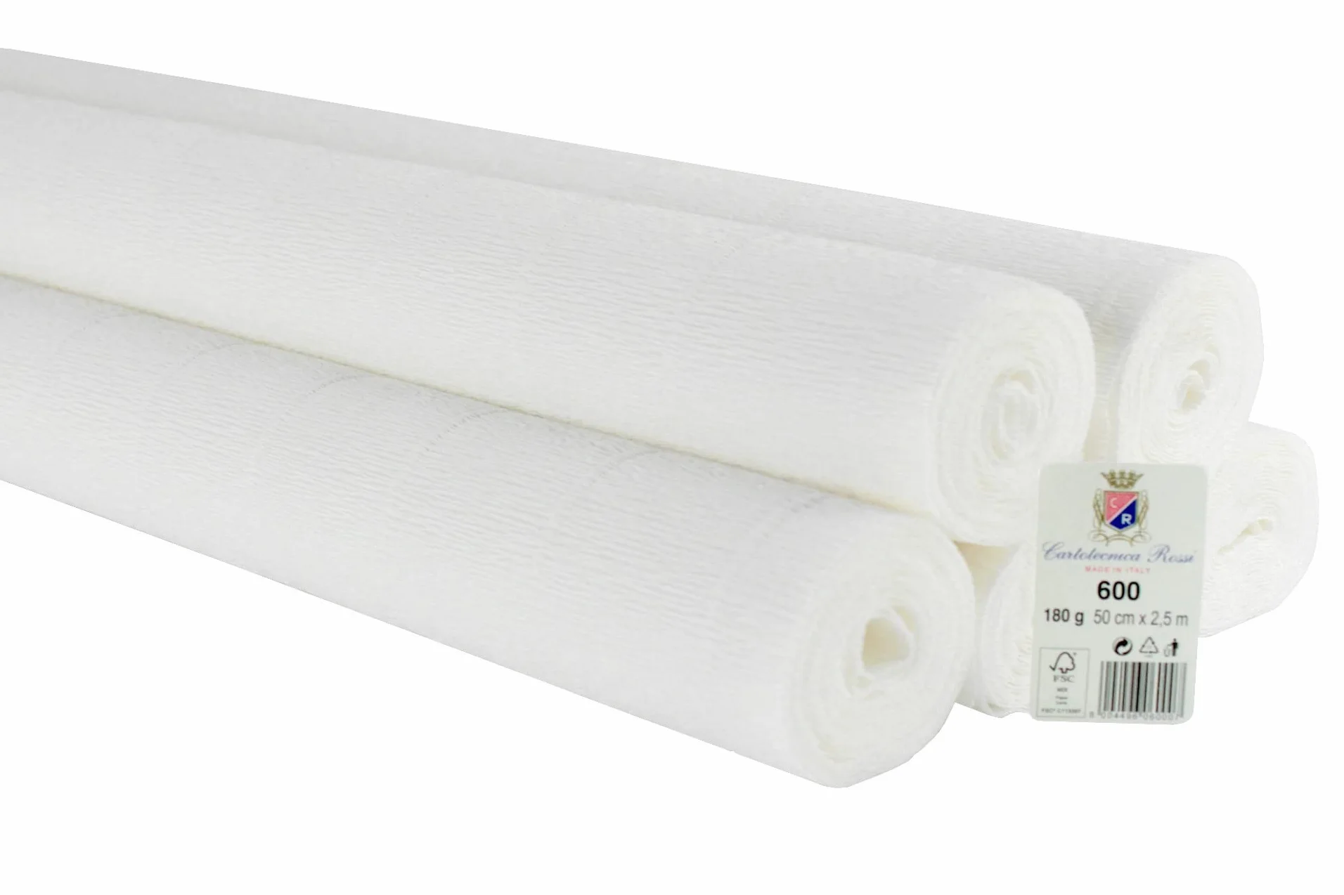 C R Cartotecnica Rossi Carta Crespata 180g Bianco N.600 5 Rotoli