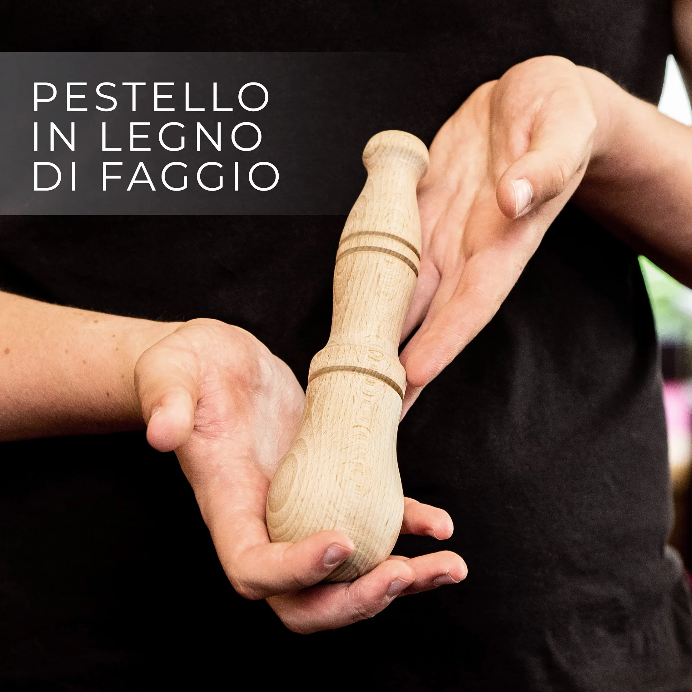 Mortaio Artigianale Bembo Marmo Bianco Carrara Pestello Legno Faggio Made in Italy Modello Genovese ø 20 cm
