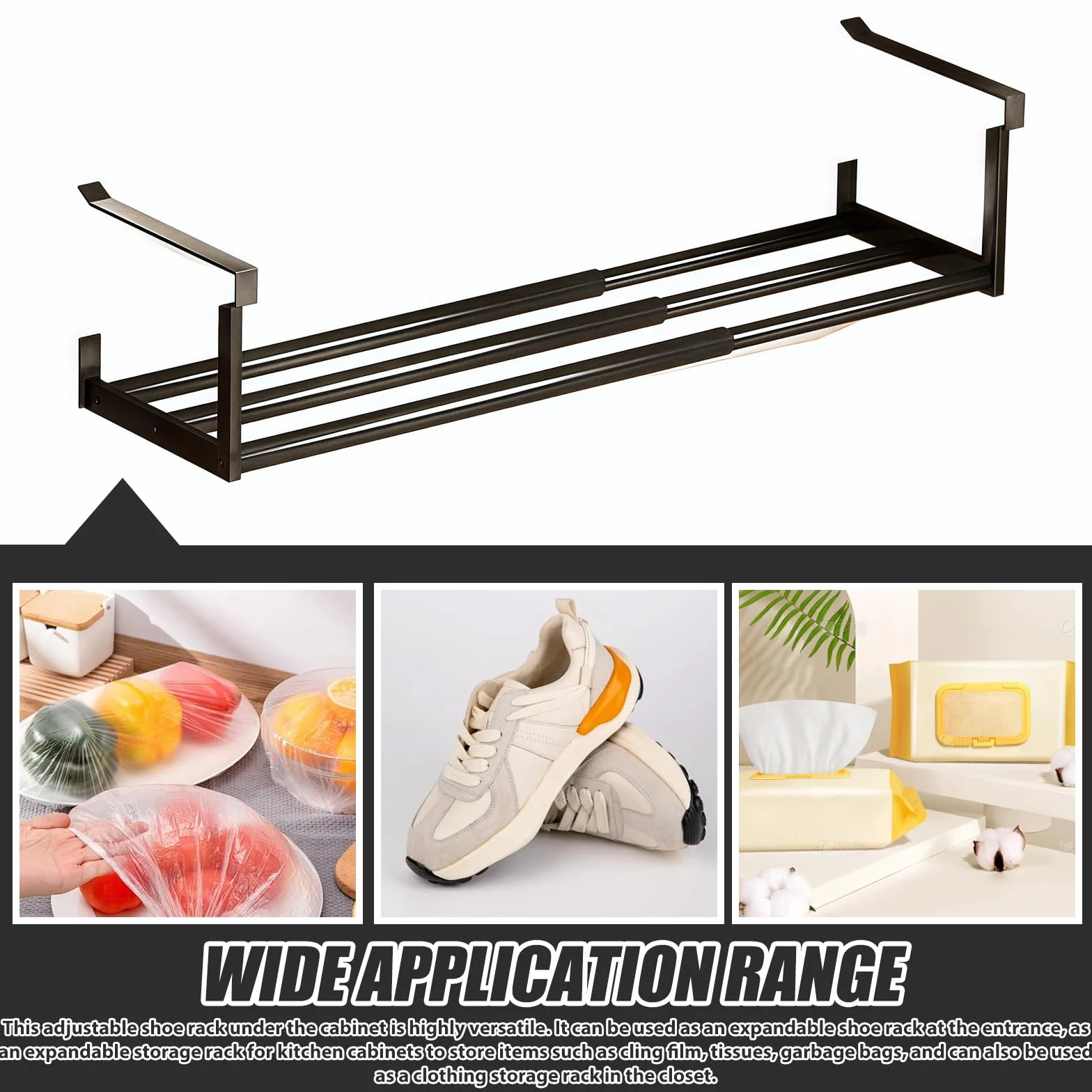 2 scaffali sospesi, 40 – 70 cm, scaffalatura telescopica, mensola sospesa, scaffale espandibile per armadio, scarpe, cucina e stoccaggio