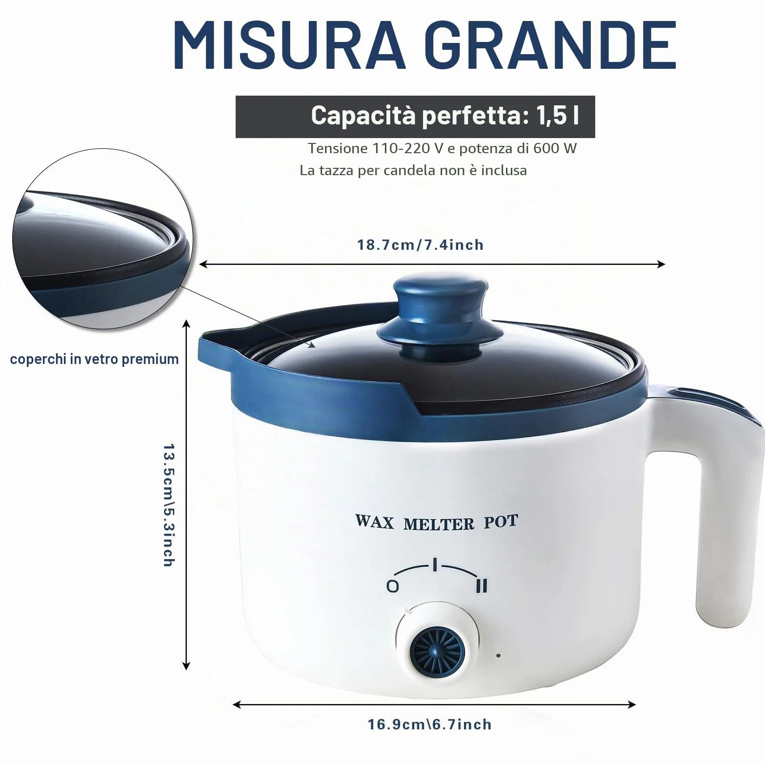 LINGQIAN Pentola Elettrica per Fusione Cera, 1,5 l, Sciogli Cera per Candele Professionale