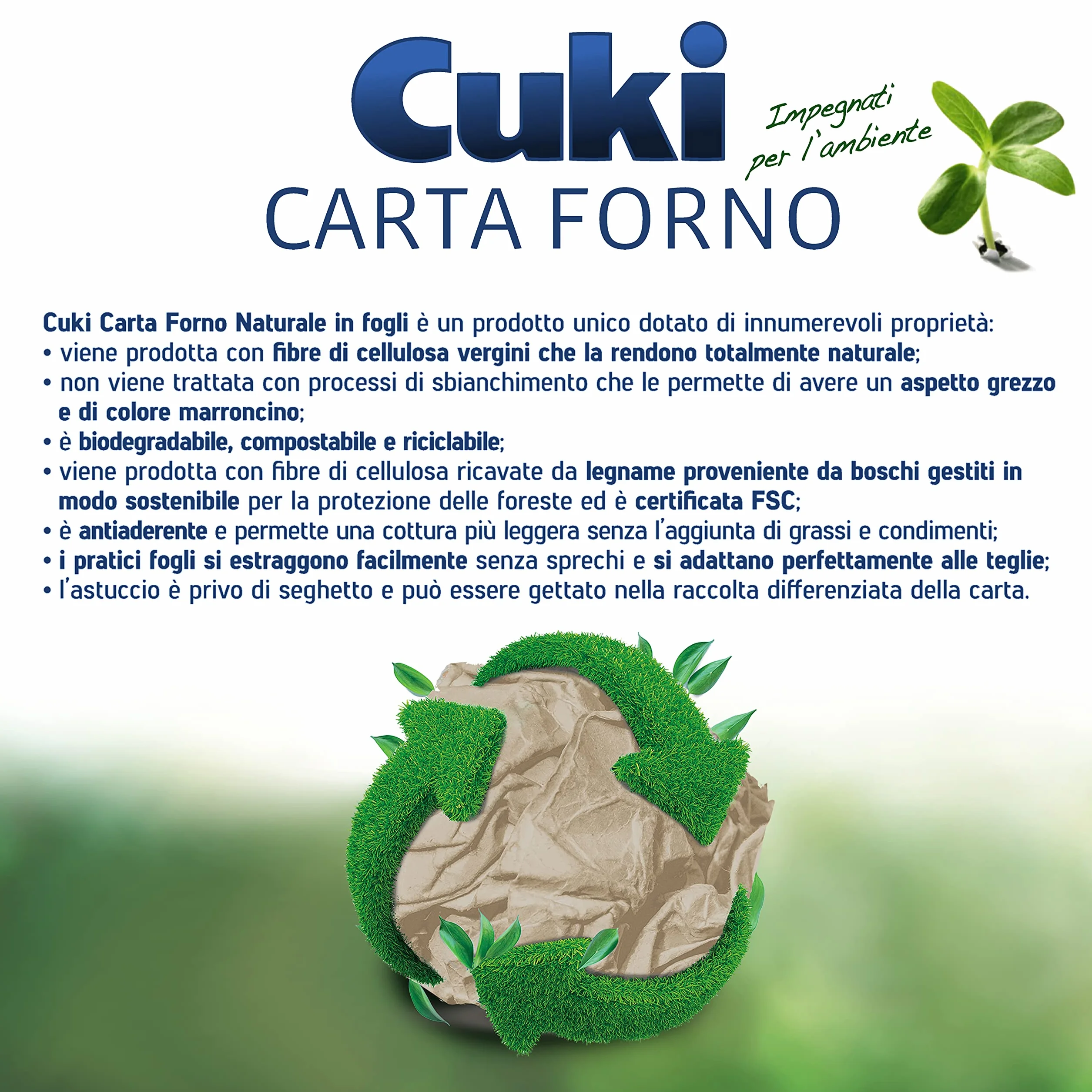 Cuki Carta Forno Naturale 33x38cm 20 Fogli