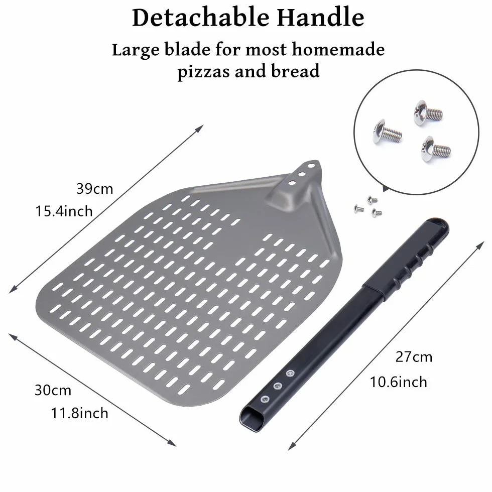 G.a HOMEFAVOR Pala per Pizza in Alluminio Anodizzato Duro con Manico Smontabile