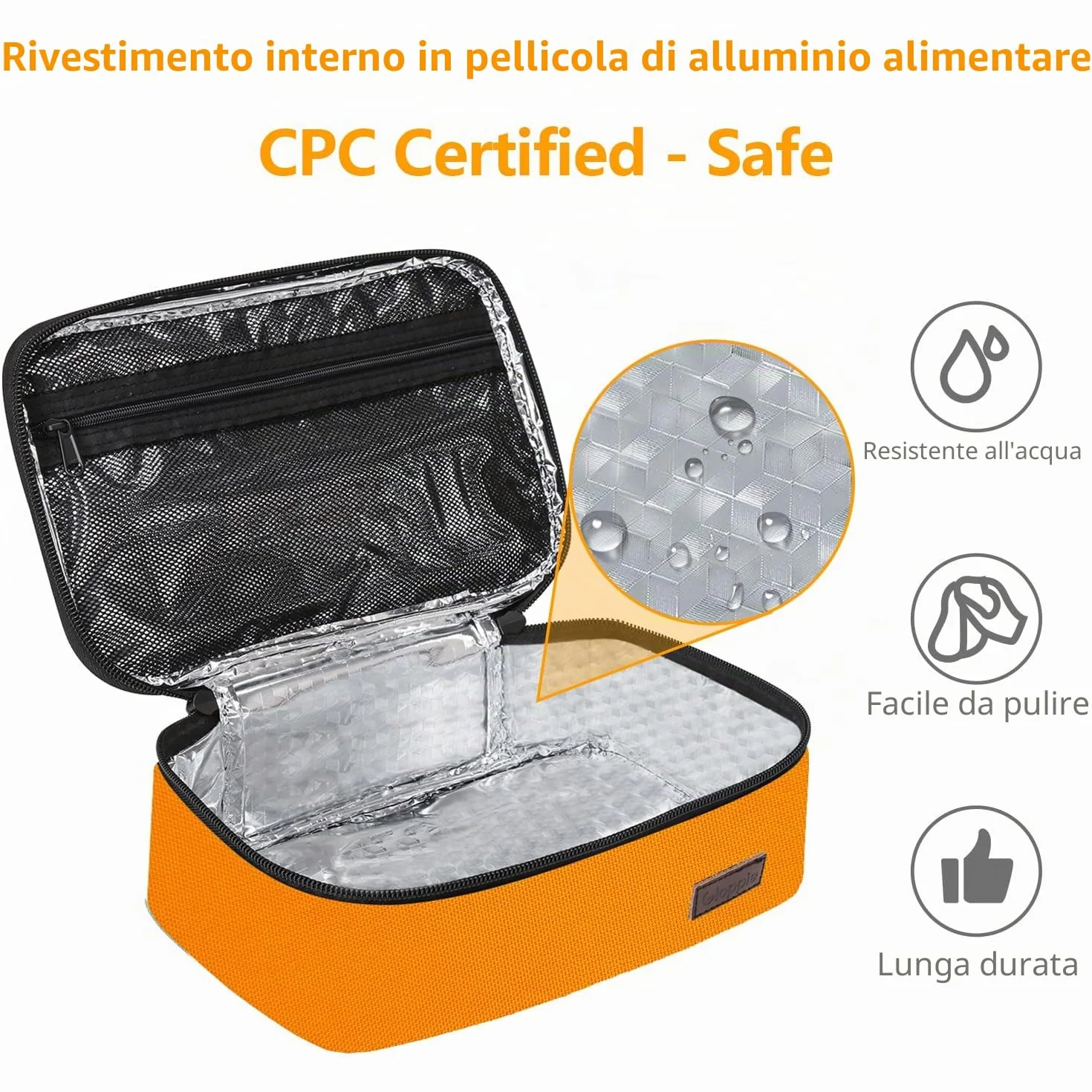 Gloppie - Mini Lunch Box Piccola Borsa per il pranzo per gli uomini Donne - Isolato LunchBox Termico Pranzo Scatole Pranzo Secchio Bento Box contenitori per alimenti Riutilizzabili Panini Box,Arancia