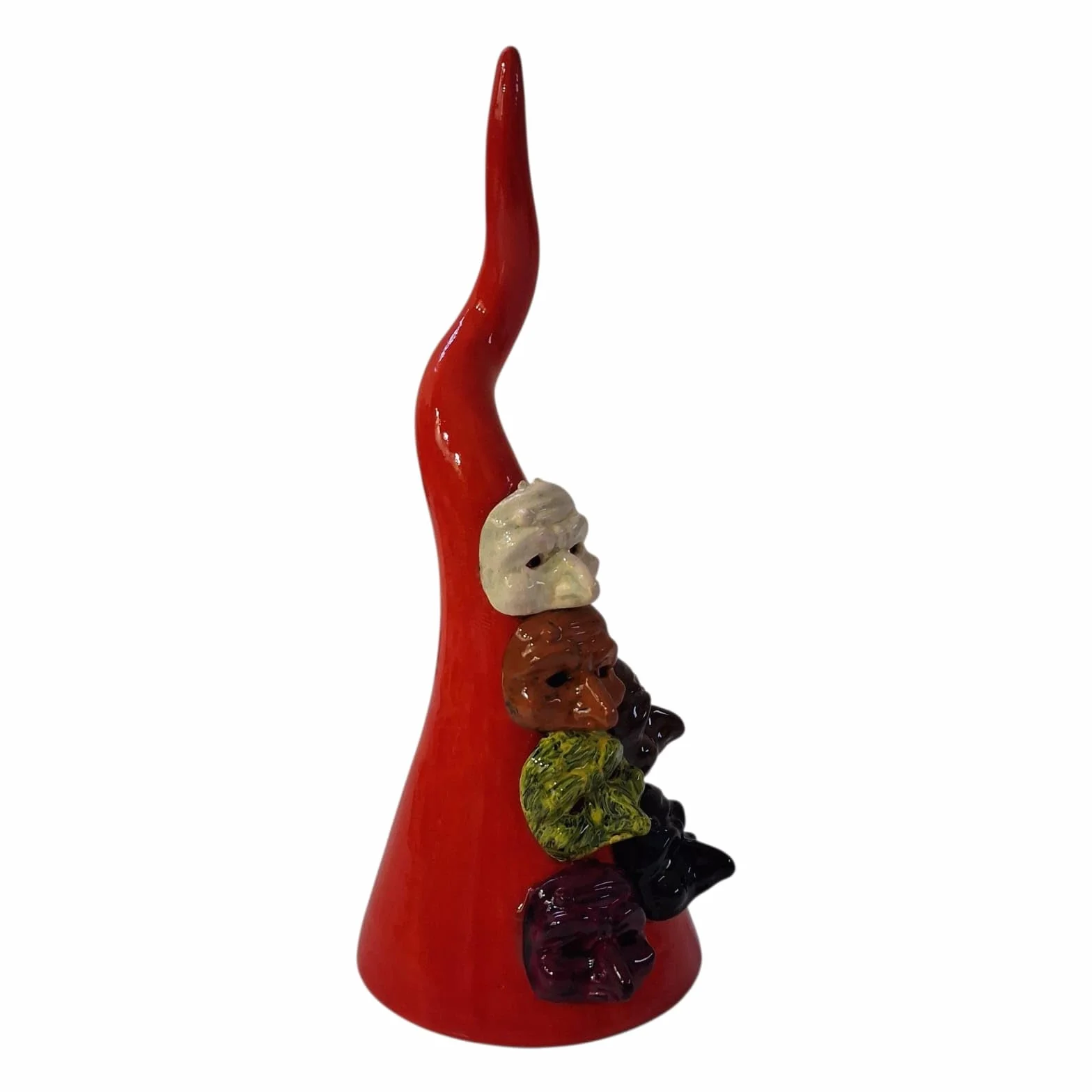 Ceramiczny Cornetto Portafortuna z Maschere Pulcinella Ręcznie Robiony