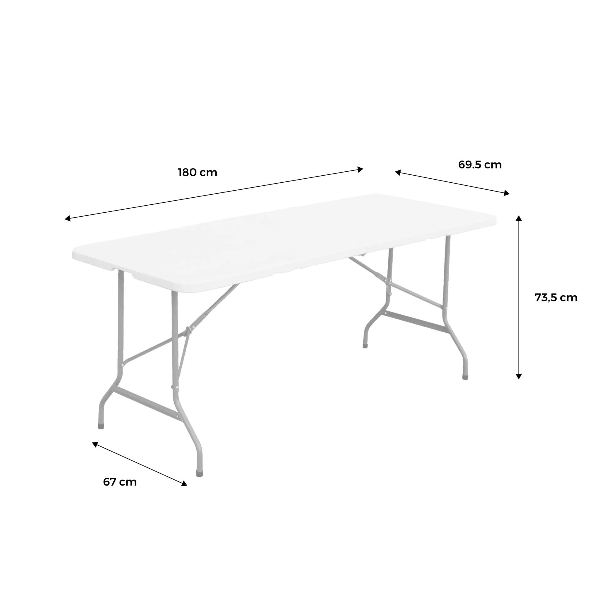 Set di 2 tavoli da ricevimento Pieghevoli in plastica, Fiesta x2, Grigio Scuro, 180x69.5x73.5 cm