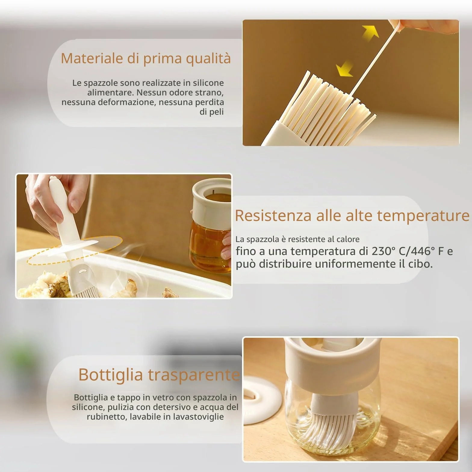 Bottiglia per salsa e olio in silicone 200 ml per cucina BBQ